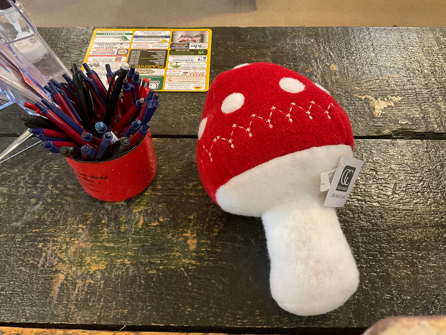 Red and white mushrooms
