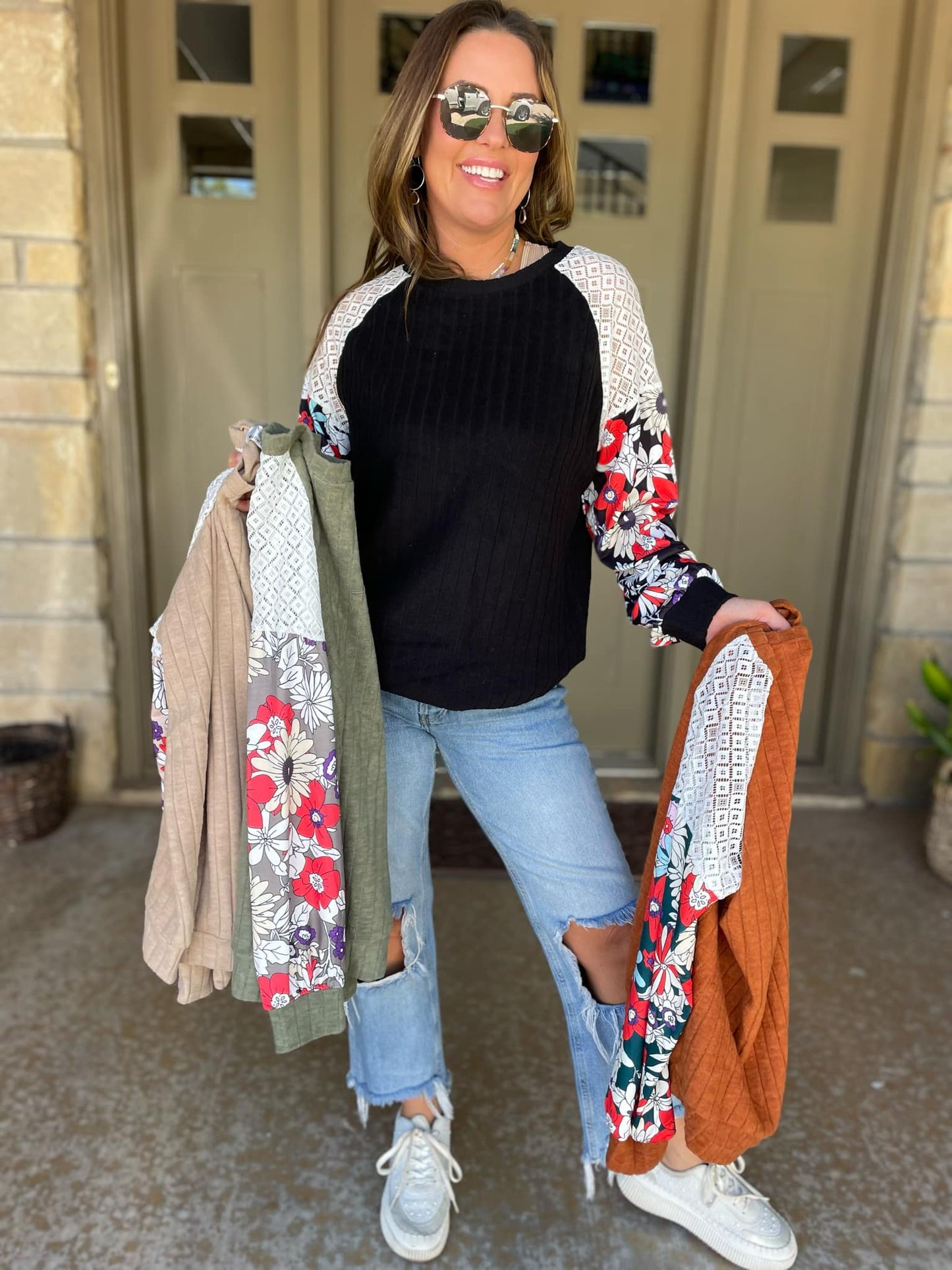 PREORDER: Aston Patchwork Blouse in Four Colors Ave Shops