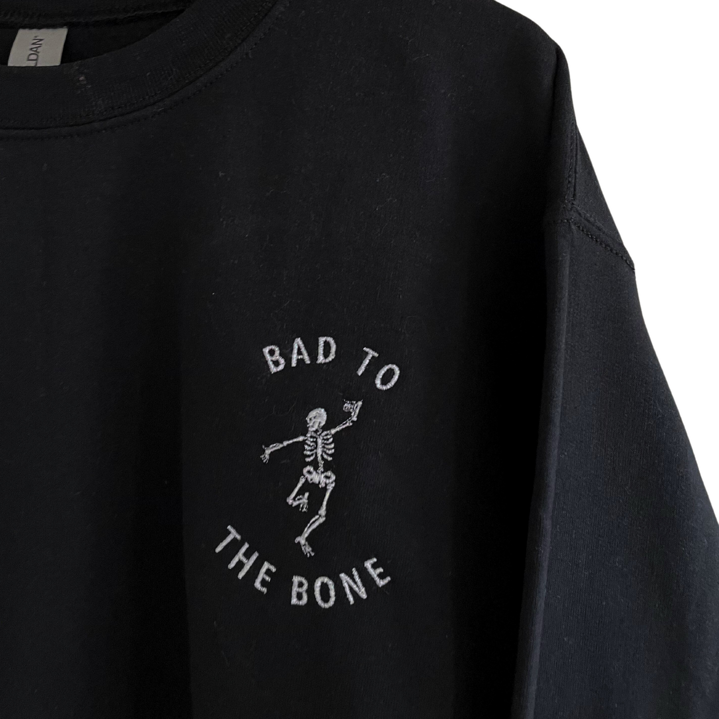 Bad to the Bone Embroidered Sweatshirt in Two Colors Ave Shops