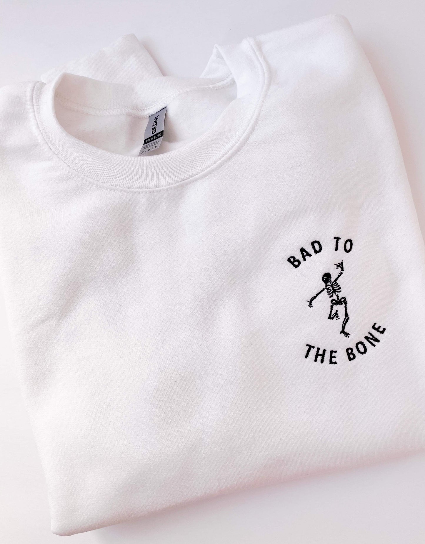 Bad to the Bone Embroidered Sweatshirt in Two Colors Ave Shops