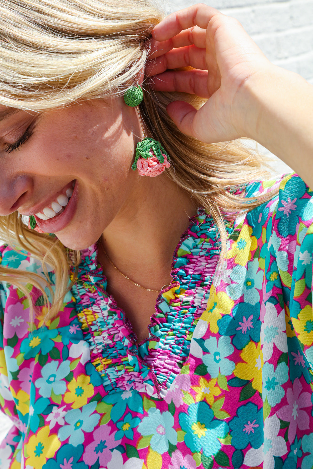 Rose Strawberry Woven Rattan Gold Dangle Earrings Marie Claire