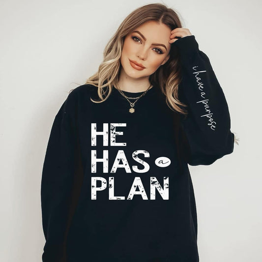 He Has A Plan -With Sleeve Accent  Sweatshirt Gabreila Wholesale