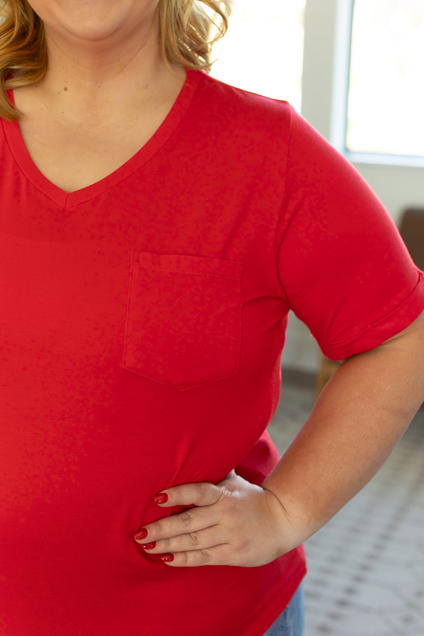 Michelle Mae Red Sophie Pocket Tee