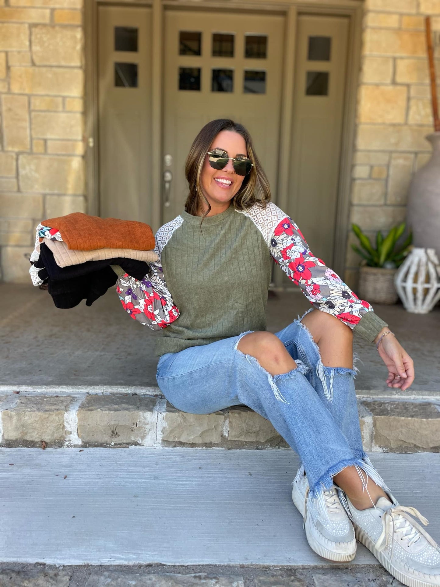 PREORDER: Aston Patchwork Blouse in Four Colors Ave Shops