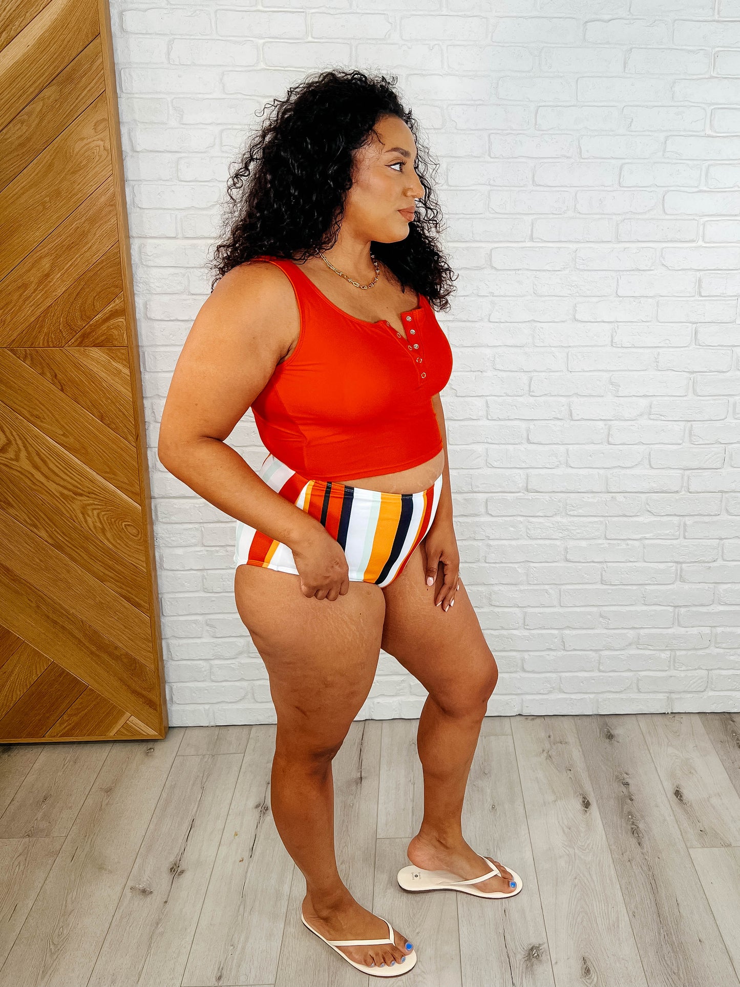 Bermuda Snap Up Swim Top in Red Ave Shops