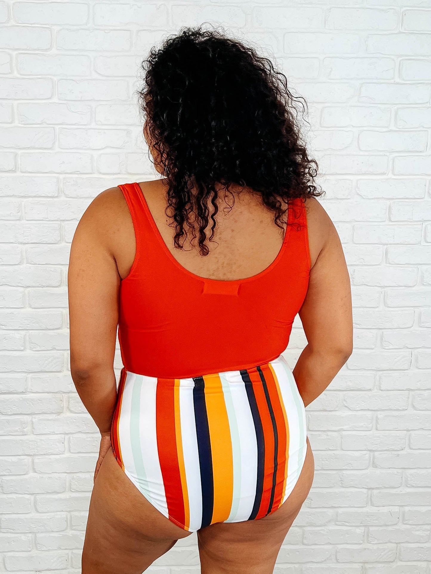 Bermuda Snap Up Swim Top in Red Ave Shops