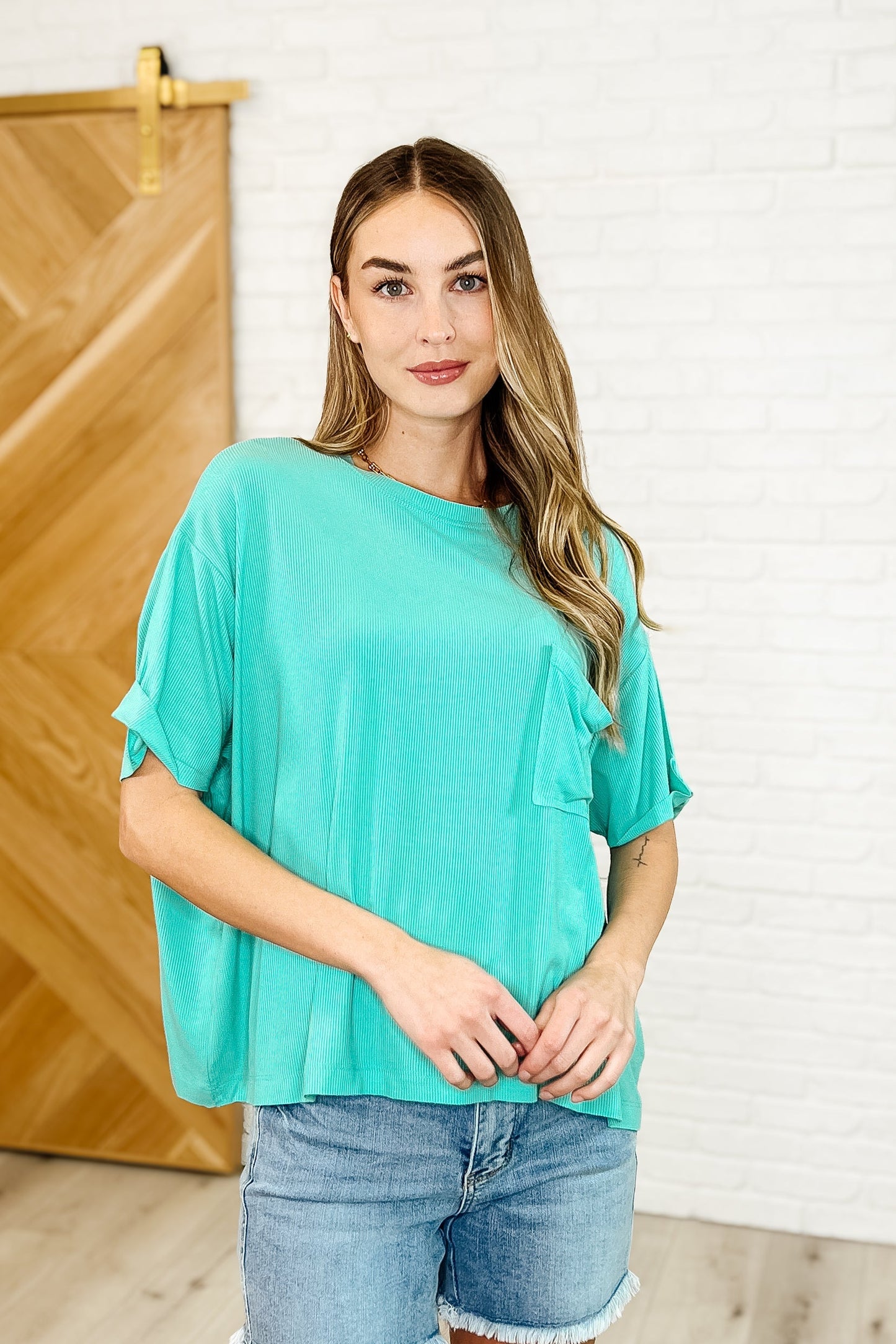 Bare Necessitee Relaxed Tee in Mint Ave Shops