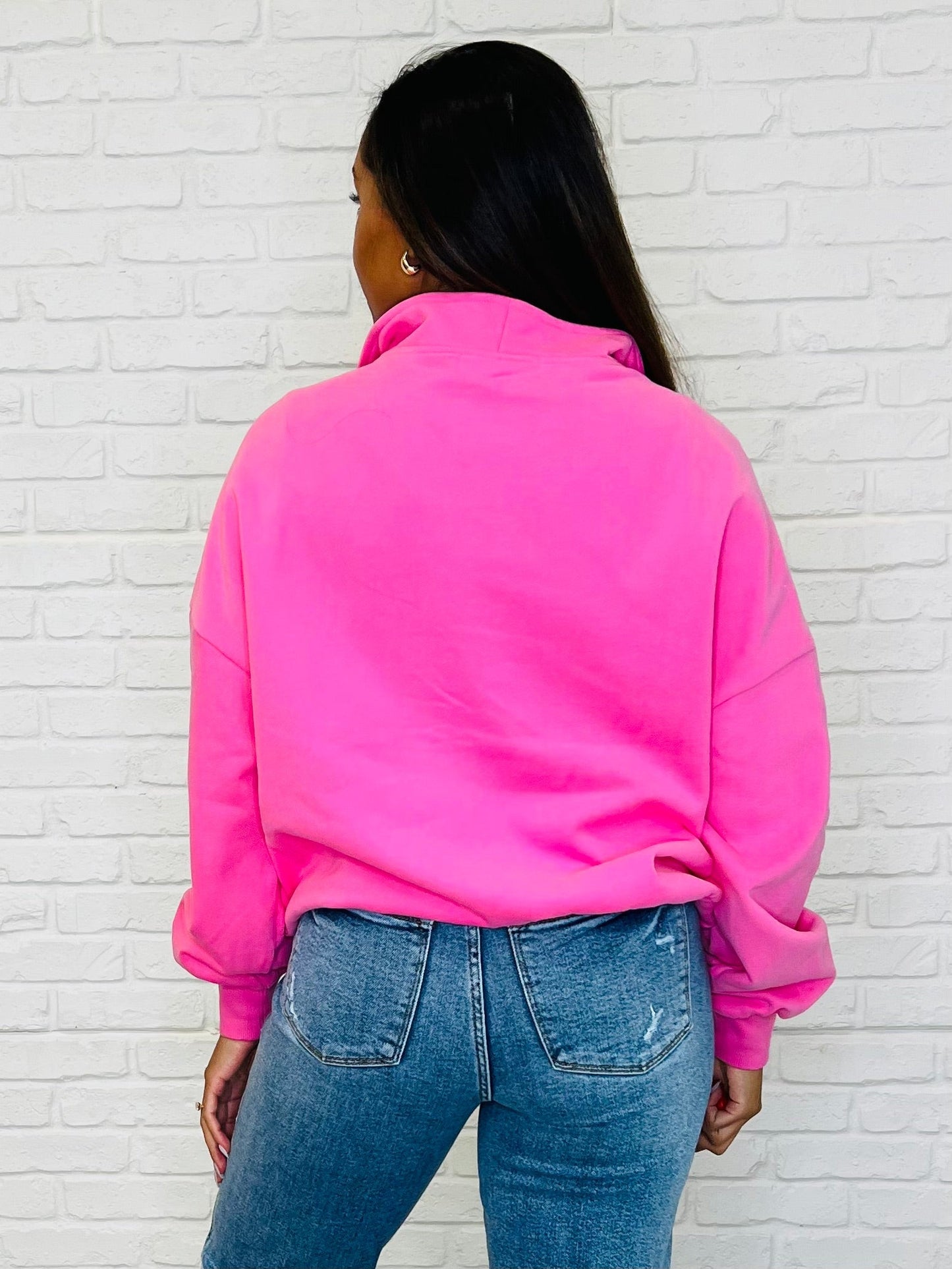 Bonbon Delight Half Zip Pullover in Pink Ave Shops