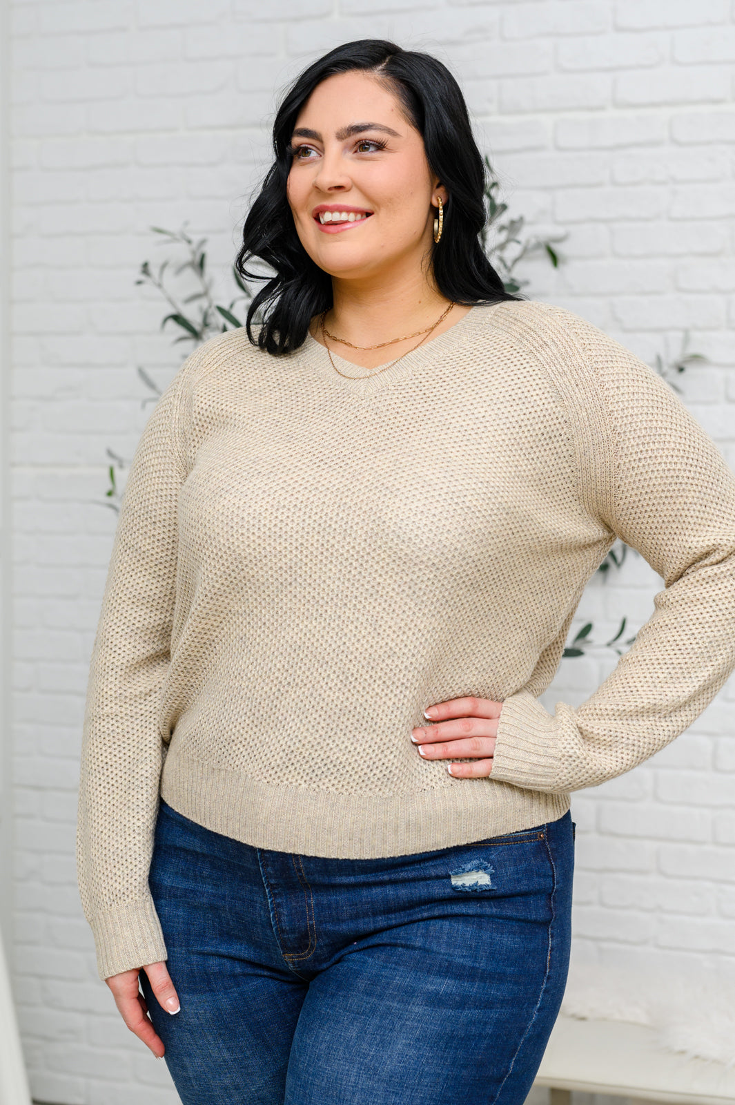 Chai Latte V-Neck Sweater in Oatmeal Ave Shops
