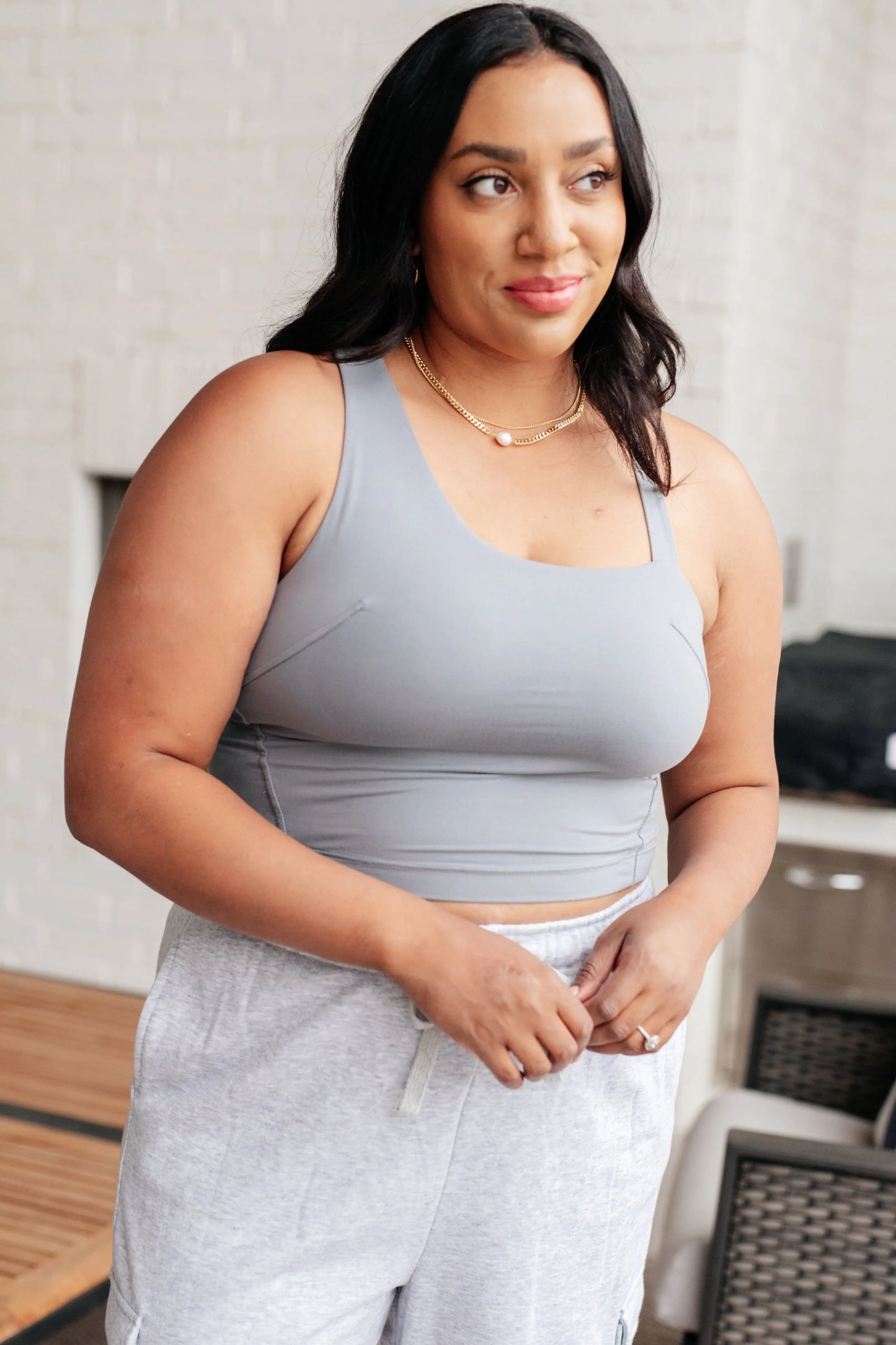 Doing it For Me Asymmetrical Tank in Rhino Grey Ave Shops