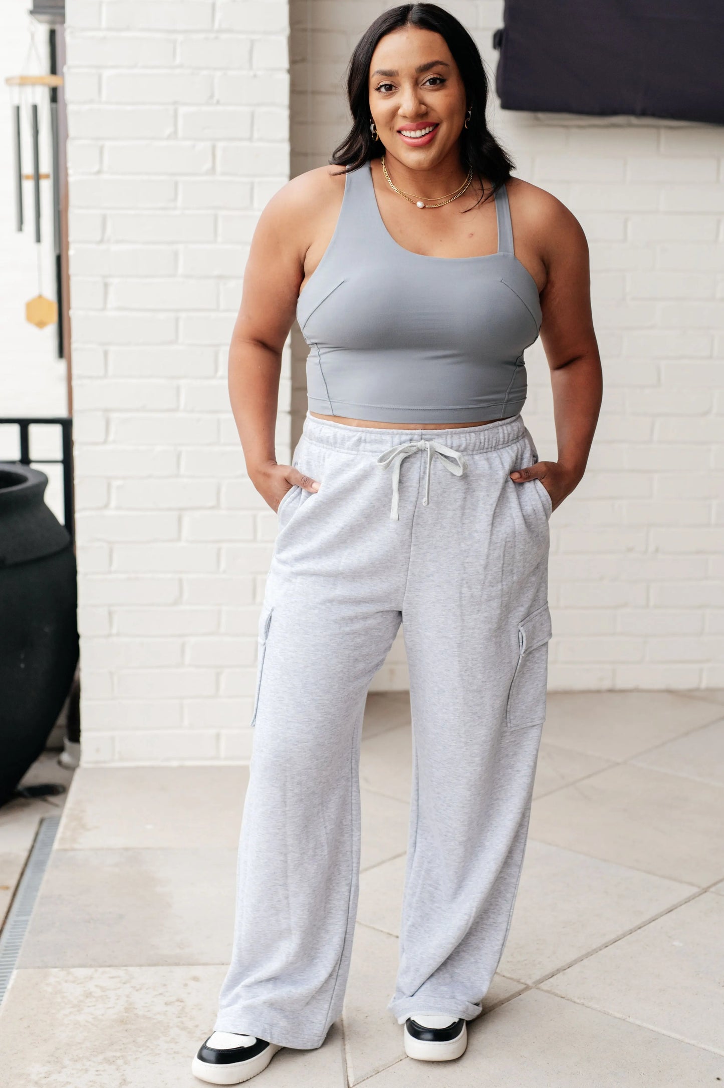 Doing it For Me Asymmetrical Tank in Rhino Grey Ave Shops