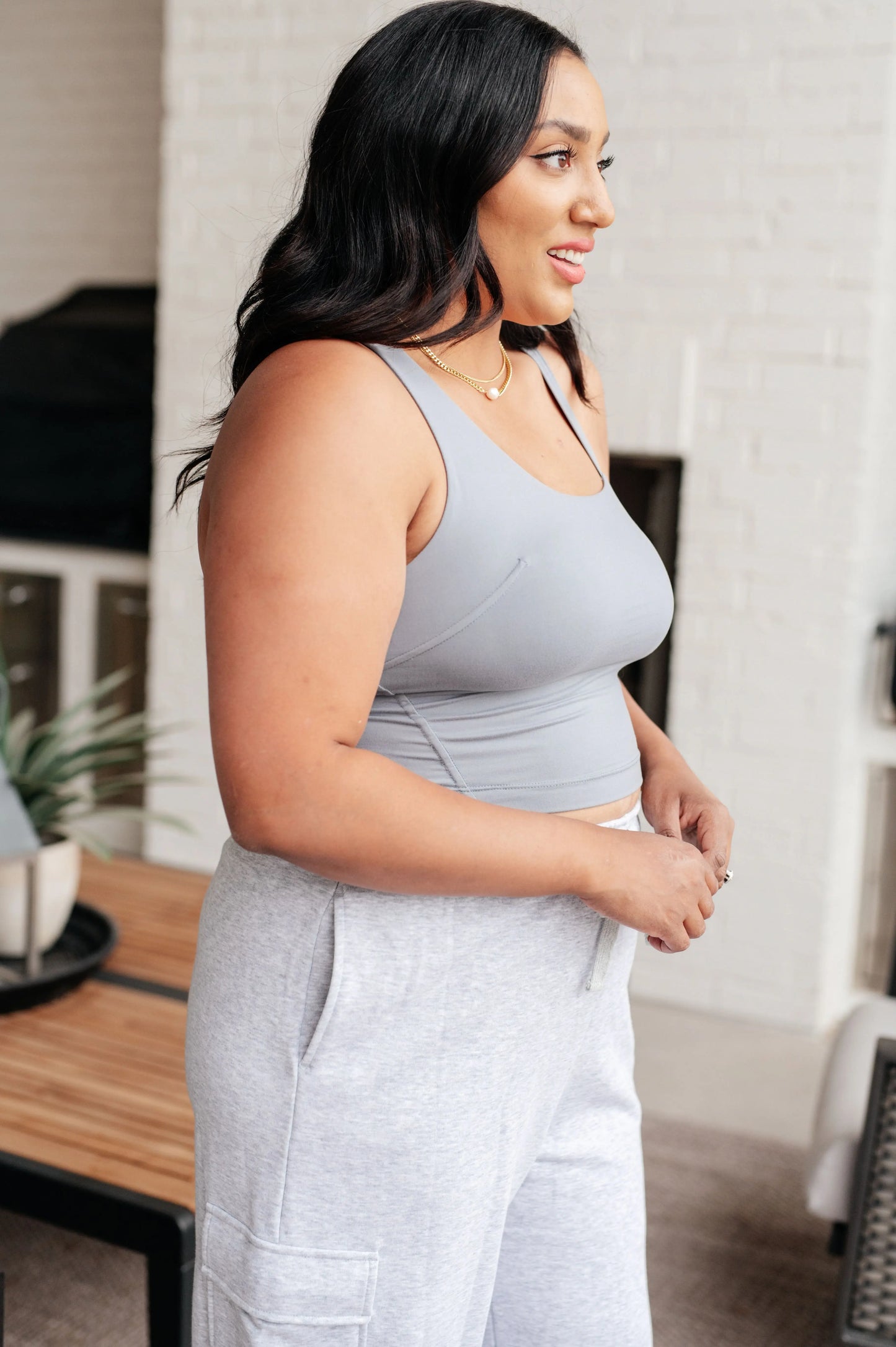 Doing it For Me Asymmetrical Tank in Rhino Grey Ave Shops
