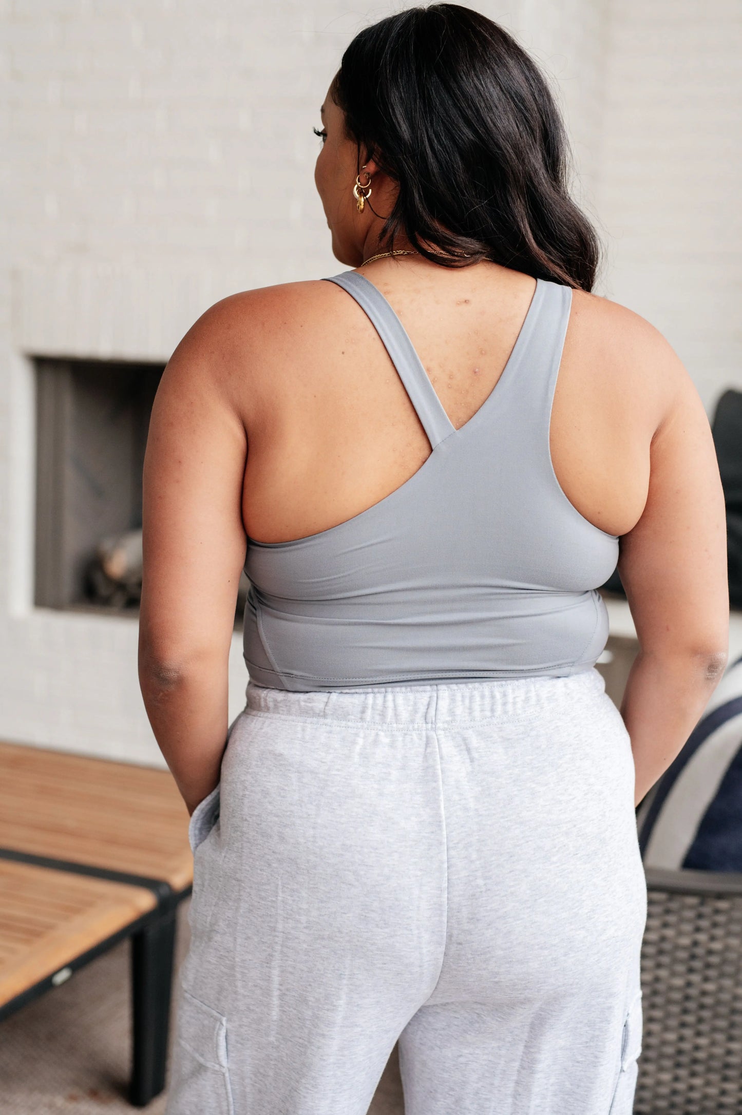Doing it For Me Asymmetrical Tank in Rhino Grey Ave Shops