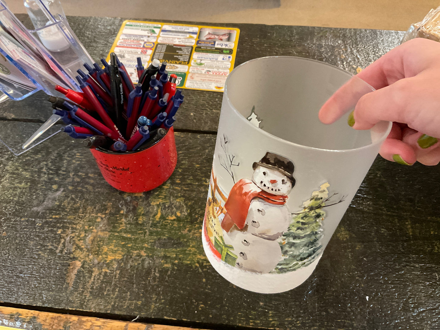 Snowman Xmas candle holder