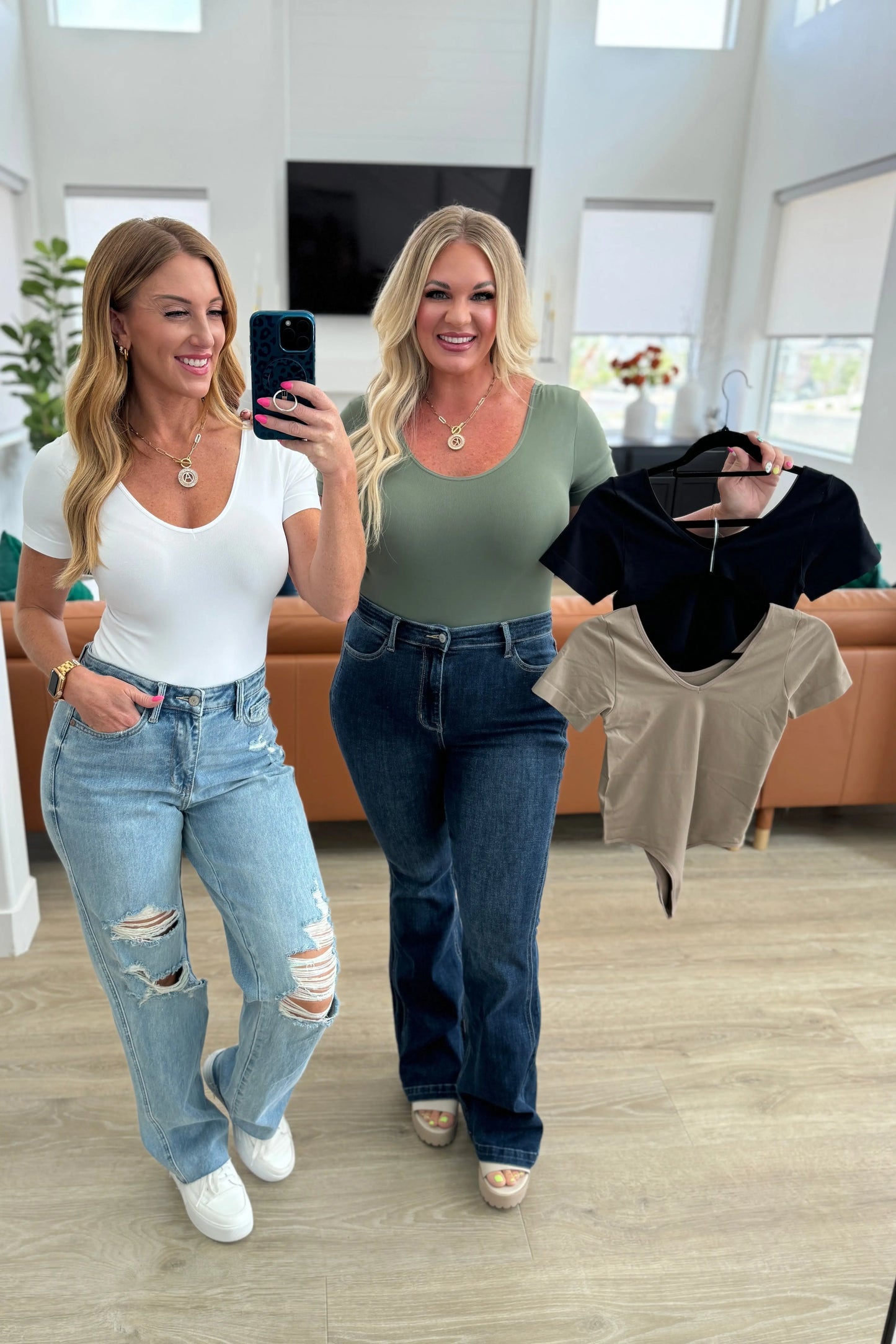 Everyday Scoop Neck Short Sleeve Bodysuit in Smokey Olive Ave Shops