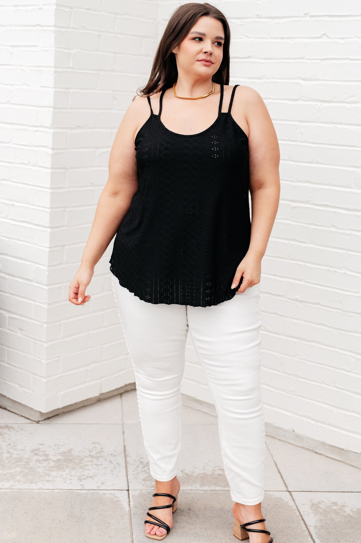 Eye on the Prize Eyelet Tank in Black Ave Shops