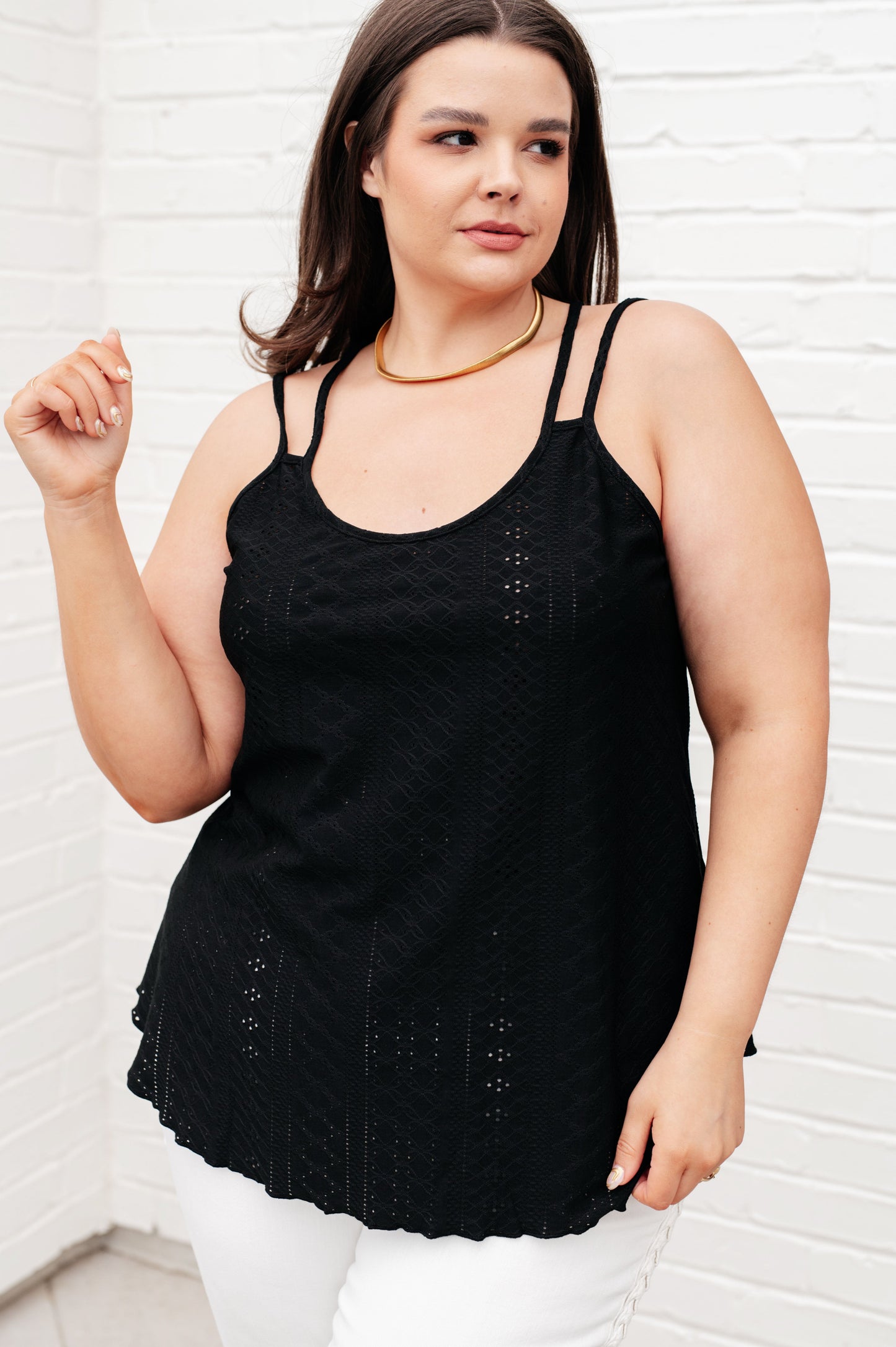 Eye on the Prize Eyelet Tank in Black Ave Shops