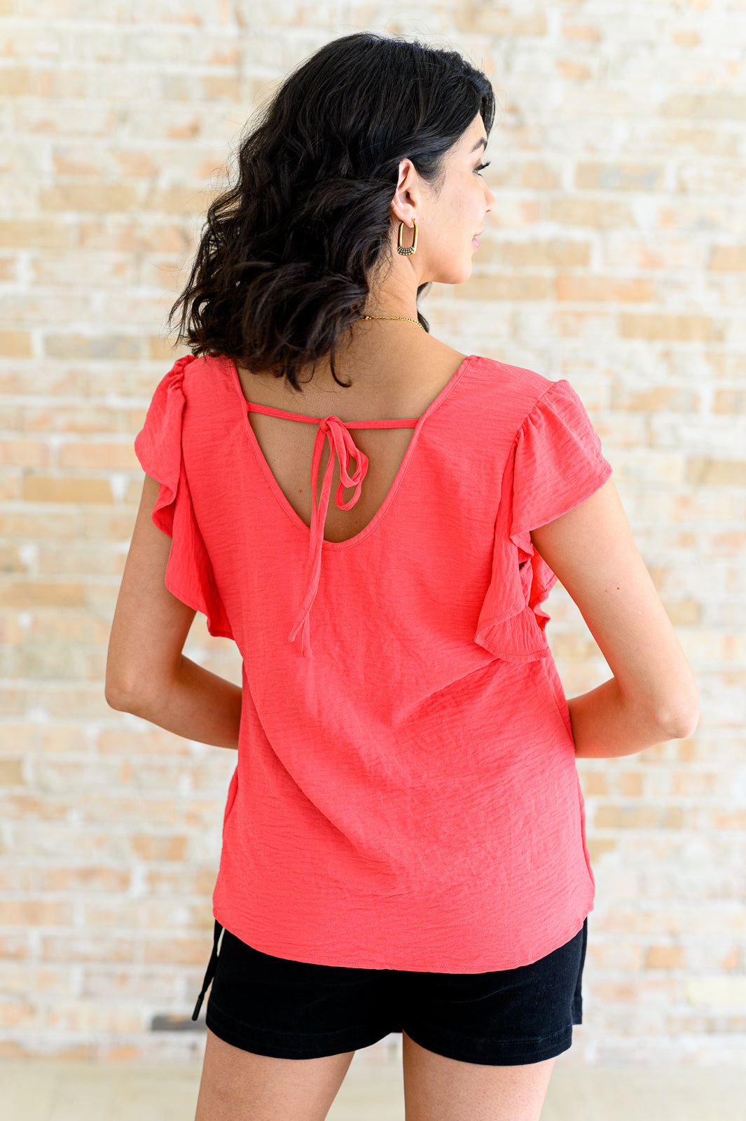 Got Me Cornered V Neck Ruffle Sleeve Top Ave Shops