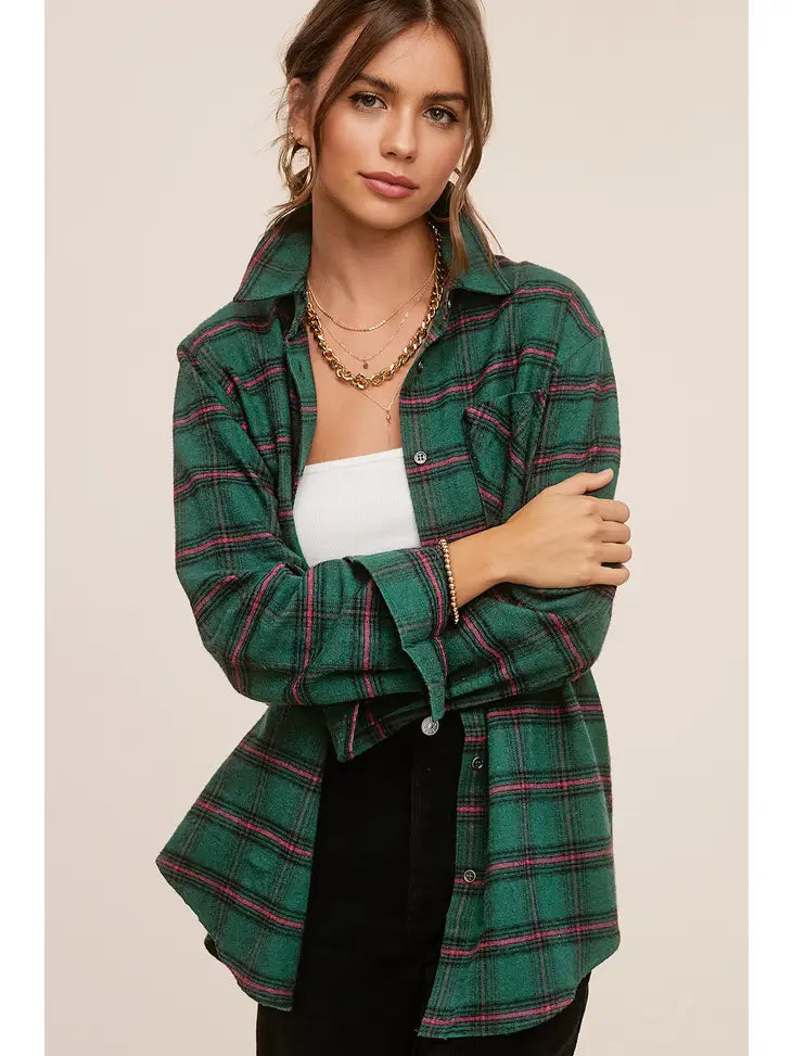 Green Button Down Plaid Shirt The Magnolia Cottage Boutique