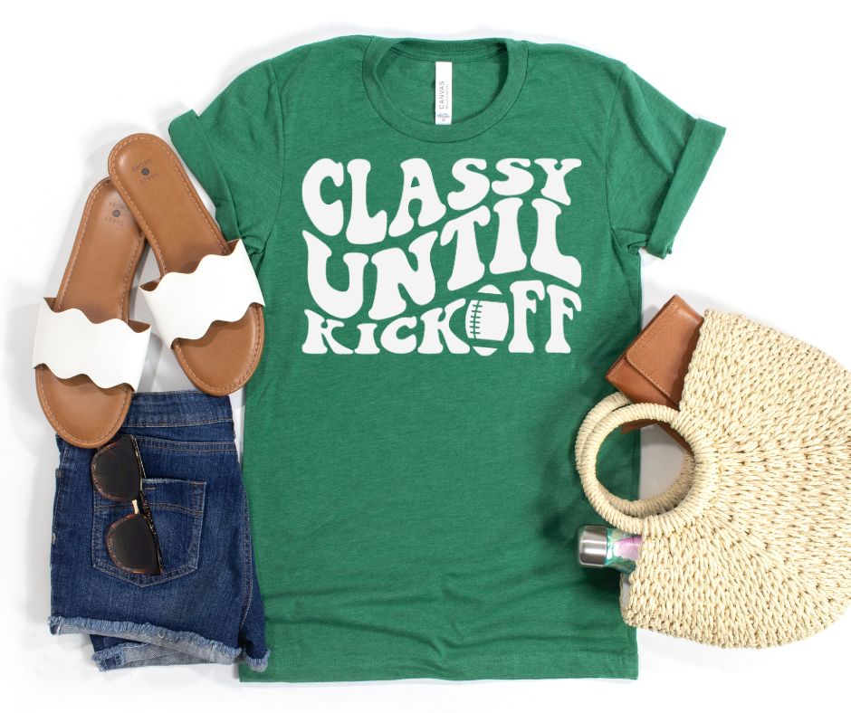 Classy Until Kickoff Graphic Tee in 10 Colors Ave Shops