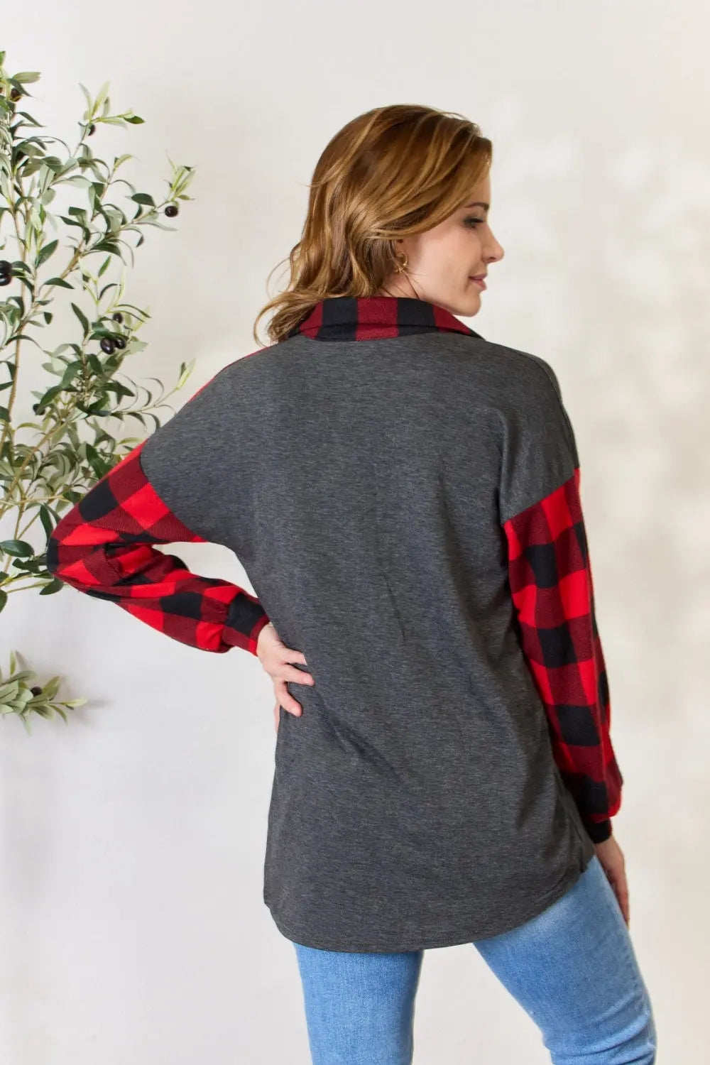 Heimish Full Size Plaid Button Down Shacket Trendsi