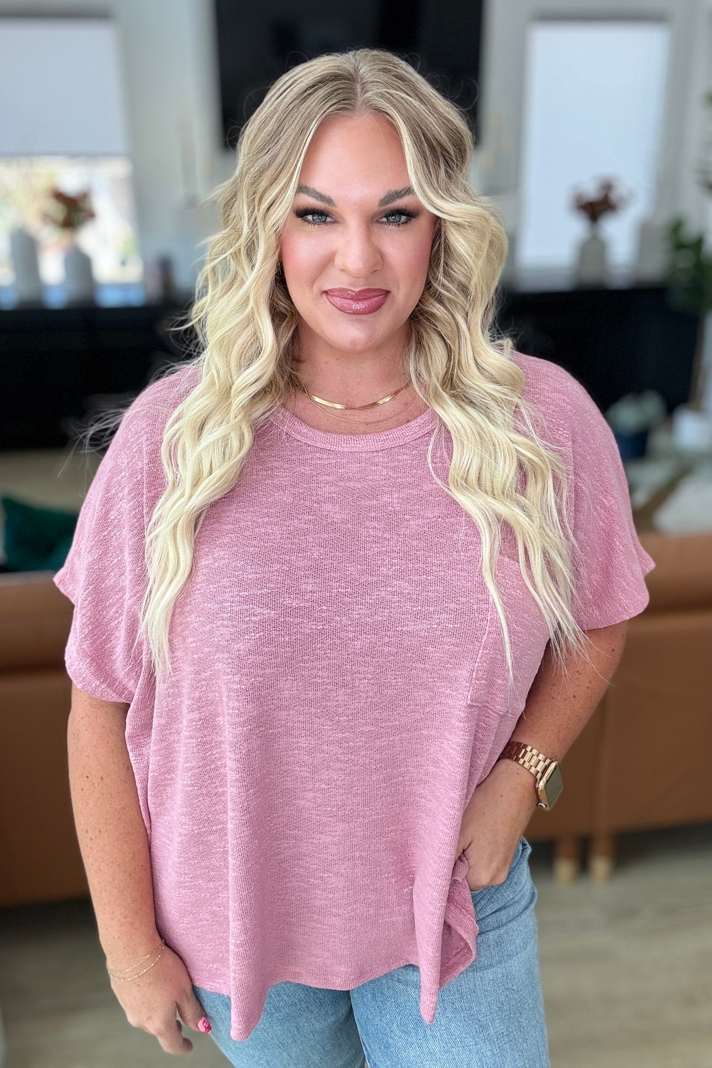 Let Light be Light Drop Shoulder Oversized Tee in Light Rose Ave Shops