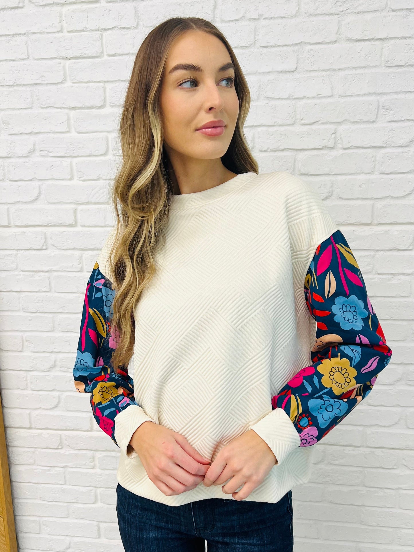 Sing a Melody Floral Sleeve Top Ave Shops