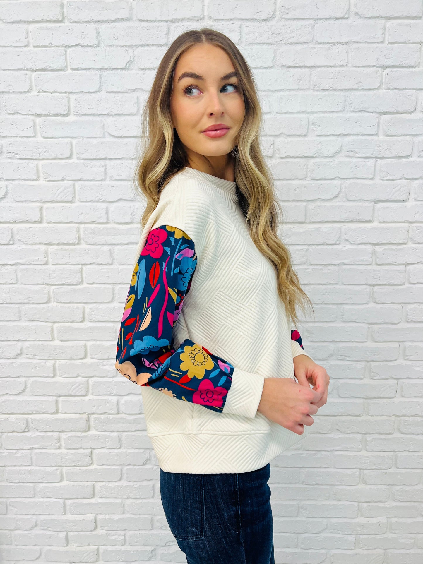 Sing a Melody Floral Sleeve Top Ave Shops