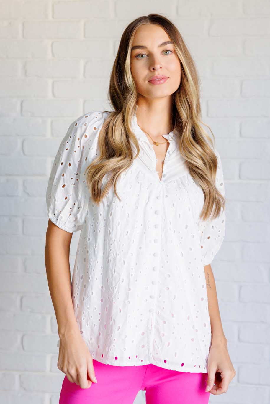 I'll Let You Know Eyelet Lace Blouse Ave Shops