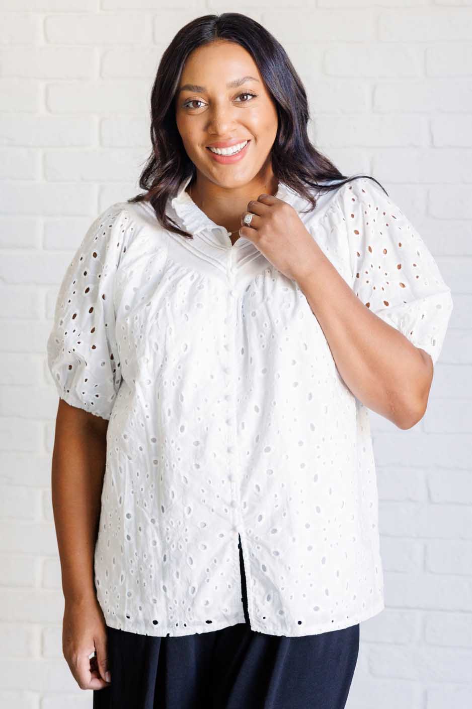 I'll Let You Know Eyelet Lace Blouse Ave Shops