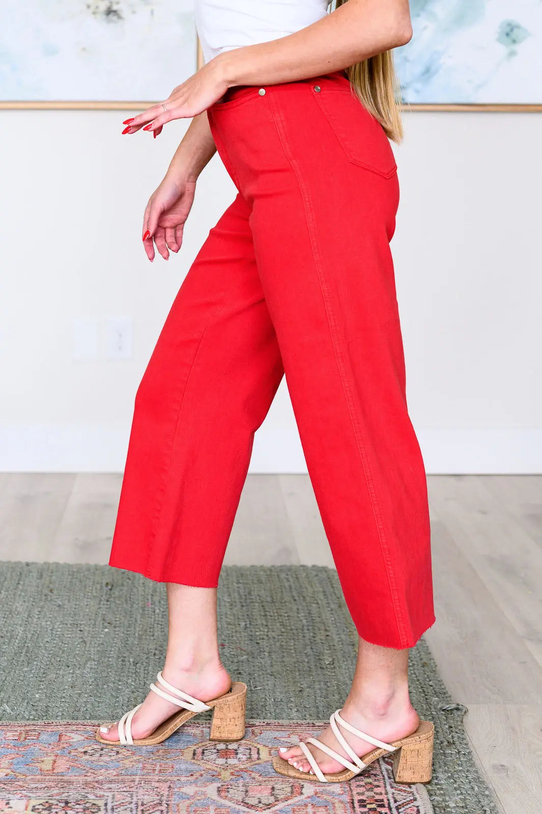 Judy Blue Red Lisa High Rise Control Top Wide Leg Crop Jeans Ave Shops