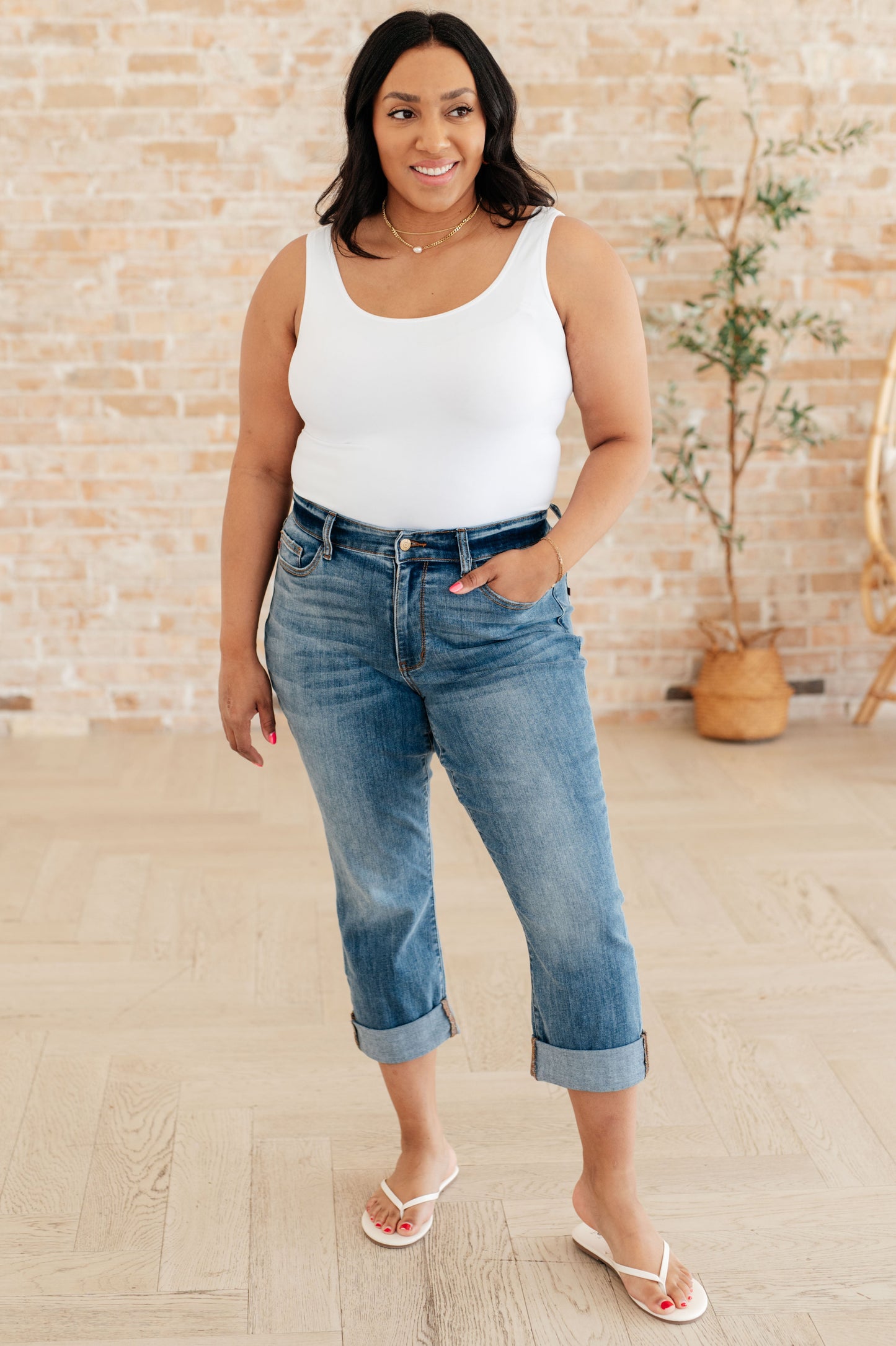 Laura Mid Rise Cuffed Skinny Capri Jeans Ave Shops