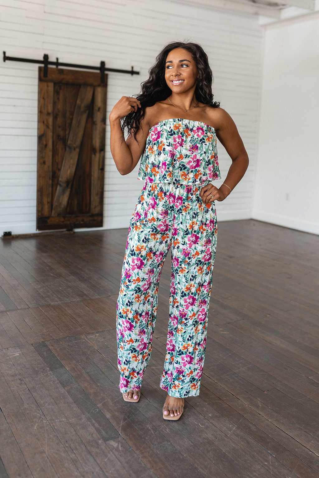 Life of the Party Floral Jumpsuit in Green Ave Shops