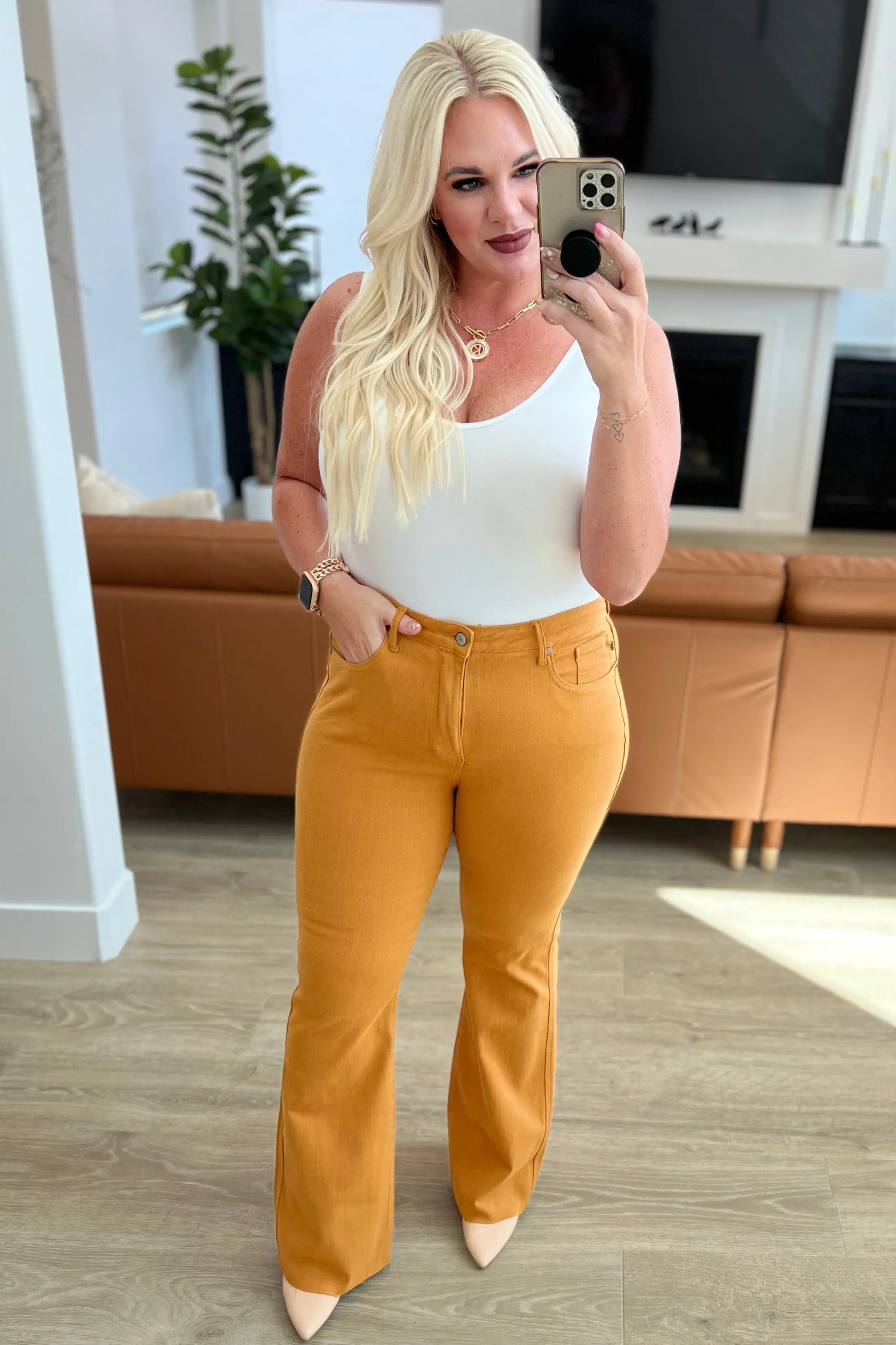 Melinda High Rise Control Top Flare Jeans in Marigold Ave Shops