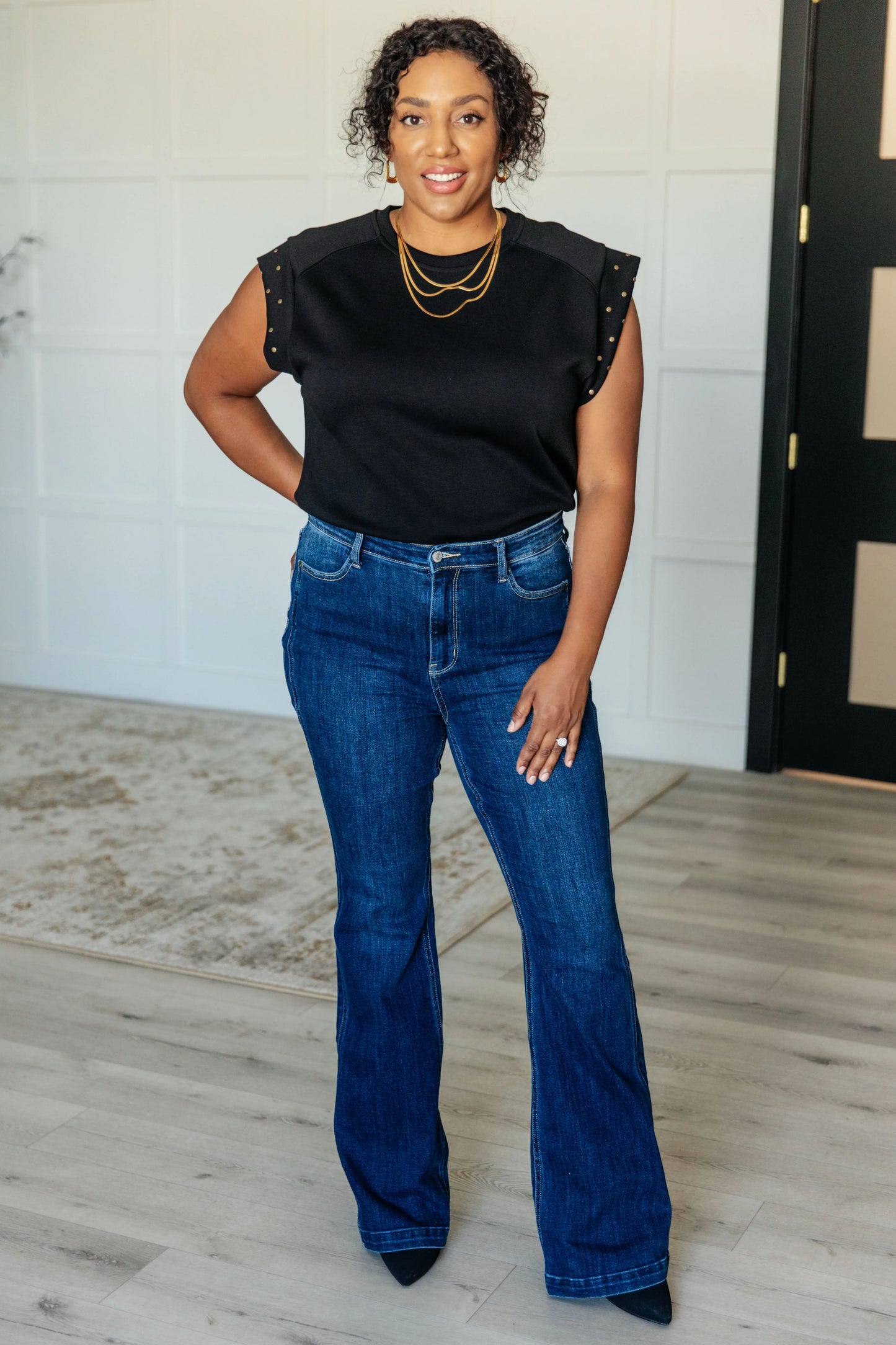 My Domain Studded Cap Sleeve Top Ave Shops