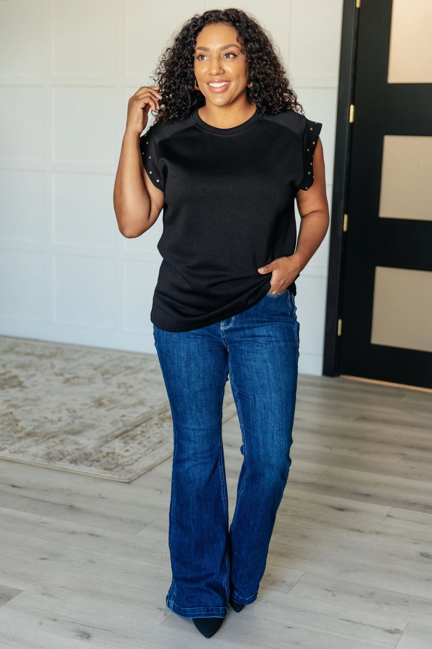 My Domain Studded Cap Sleeve Top Ave Shops