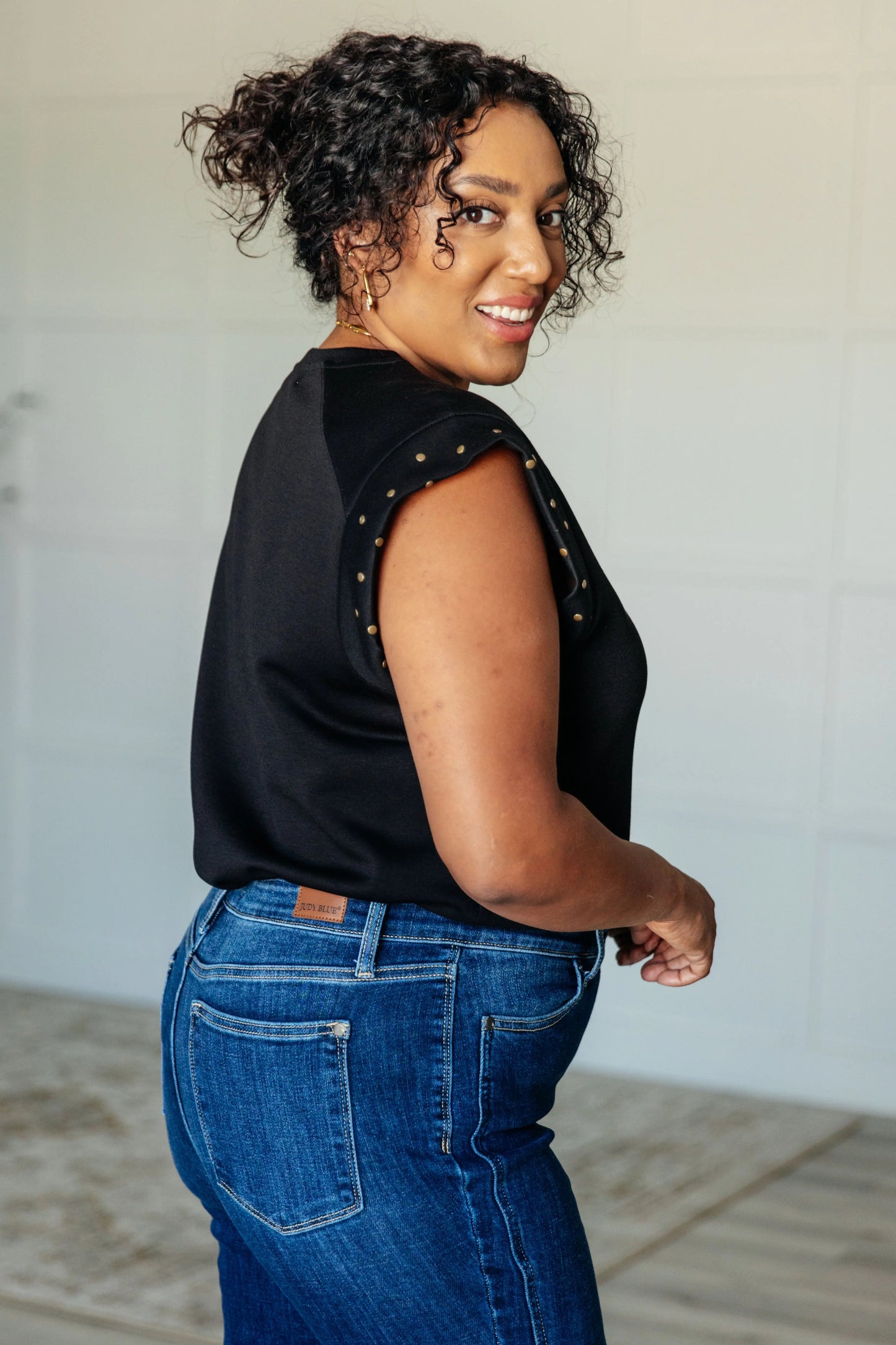 My Domain Studded Cap Sleeve Top Ave Shops