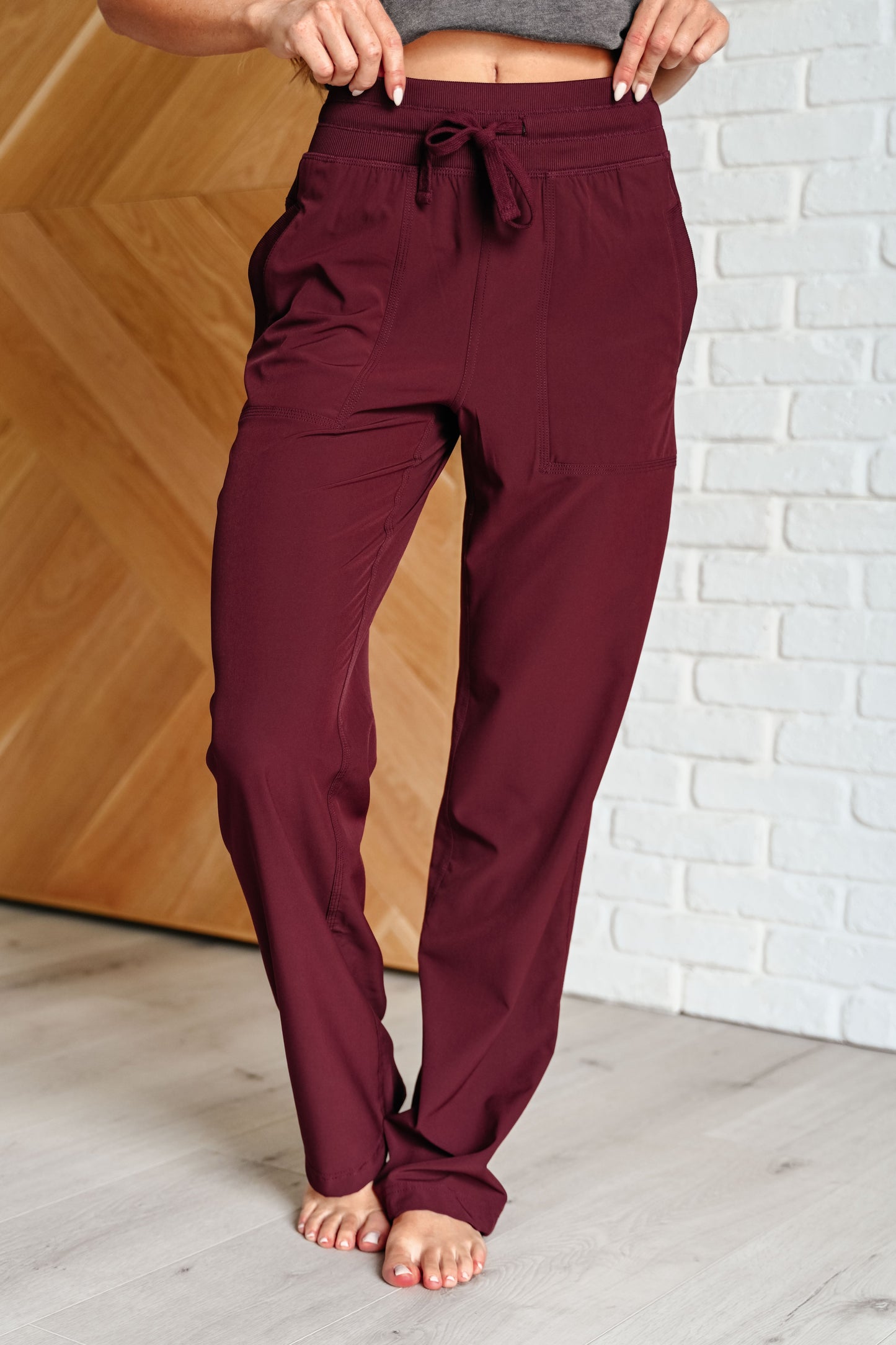 Runner's High Drawstring Joggers in Red Merlot Ave Shops