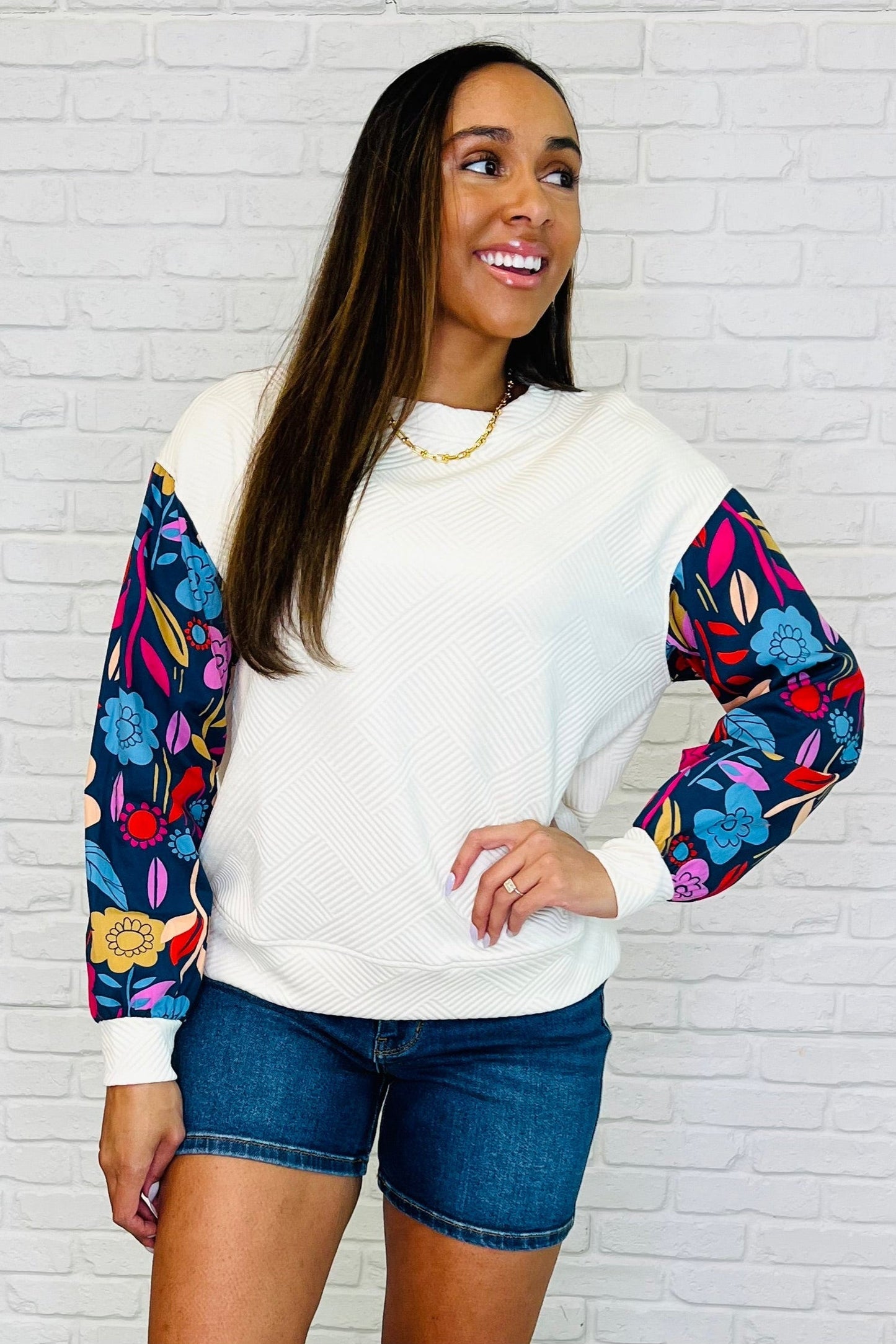 Sing a Melody Floral Sleeve Top Ave Shops