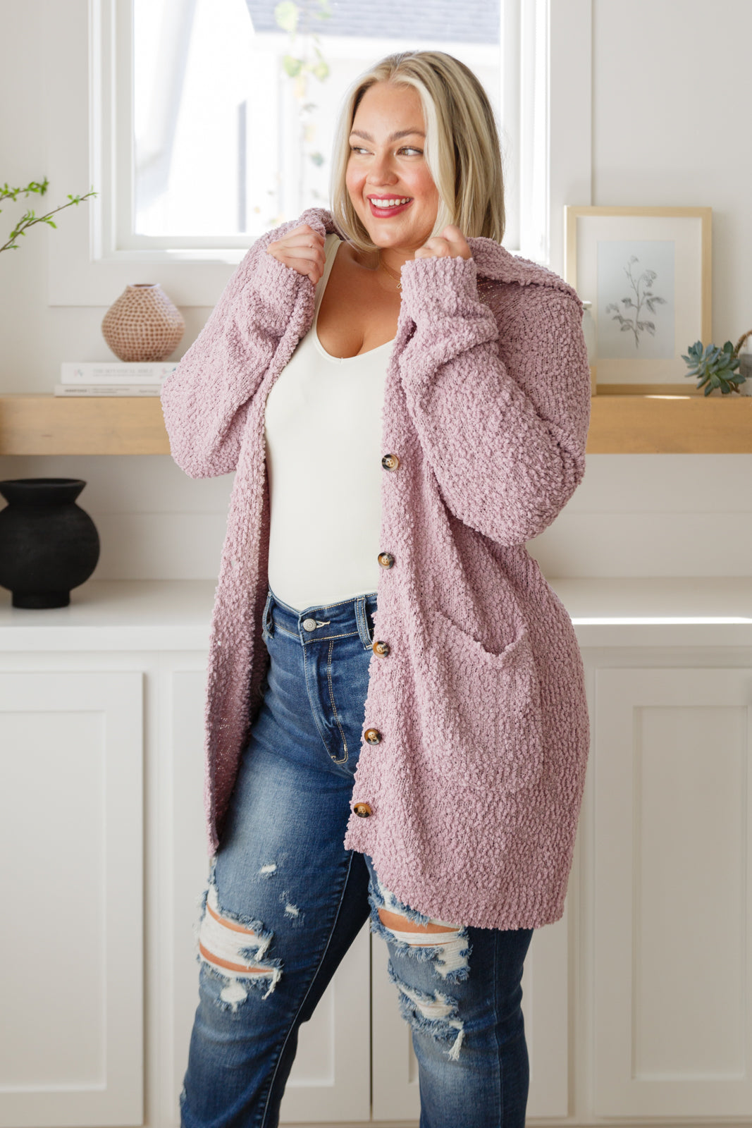 Soft Wisteria Hooded Cardigan Ave Shops
