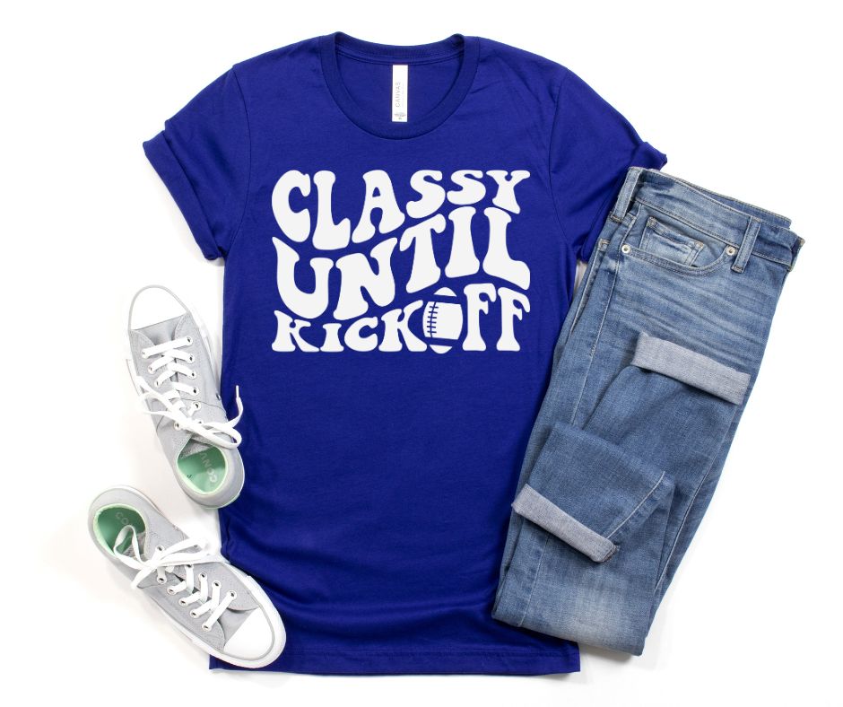 Classy Until Kickoff Graphic Tee in 10 Colors Ave Shops