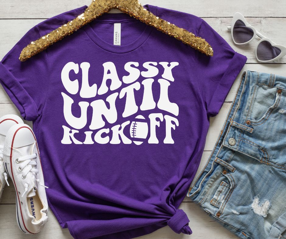 Classy Until Kickoff Graphic Tee in 10 Colors Ave Shops