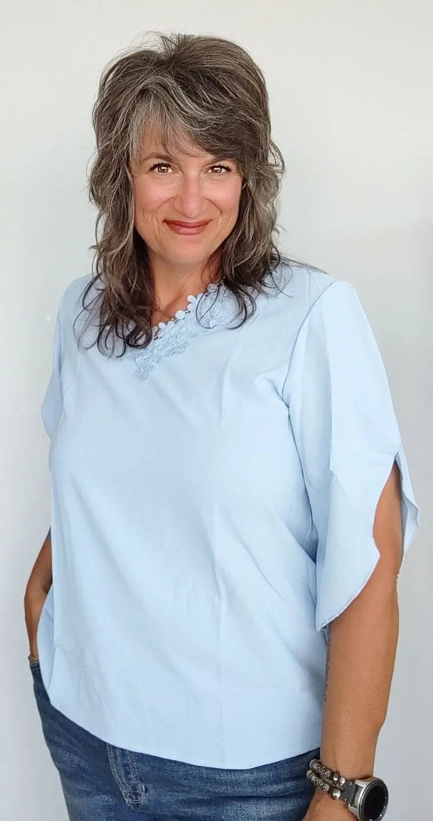 Blue V Neck Shirt The Magnolia Cottage Boutique