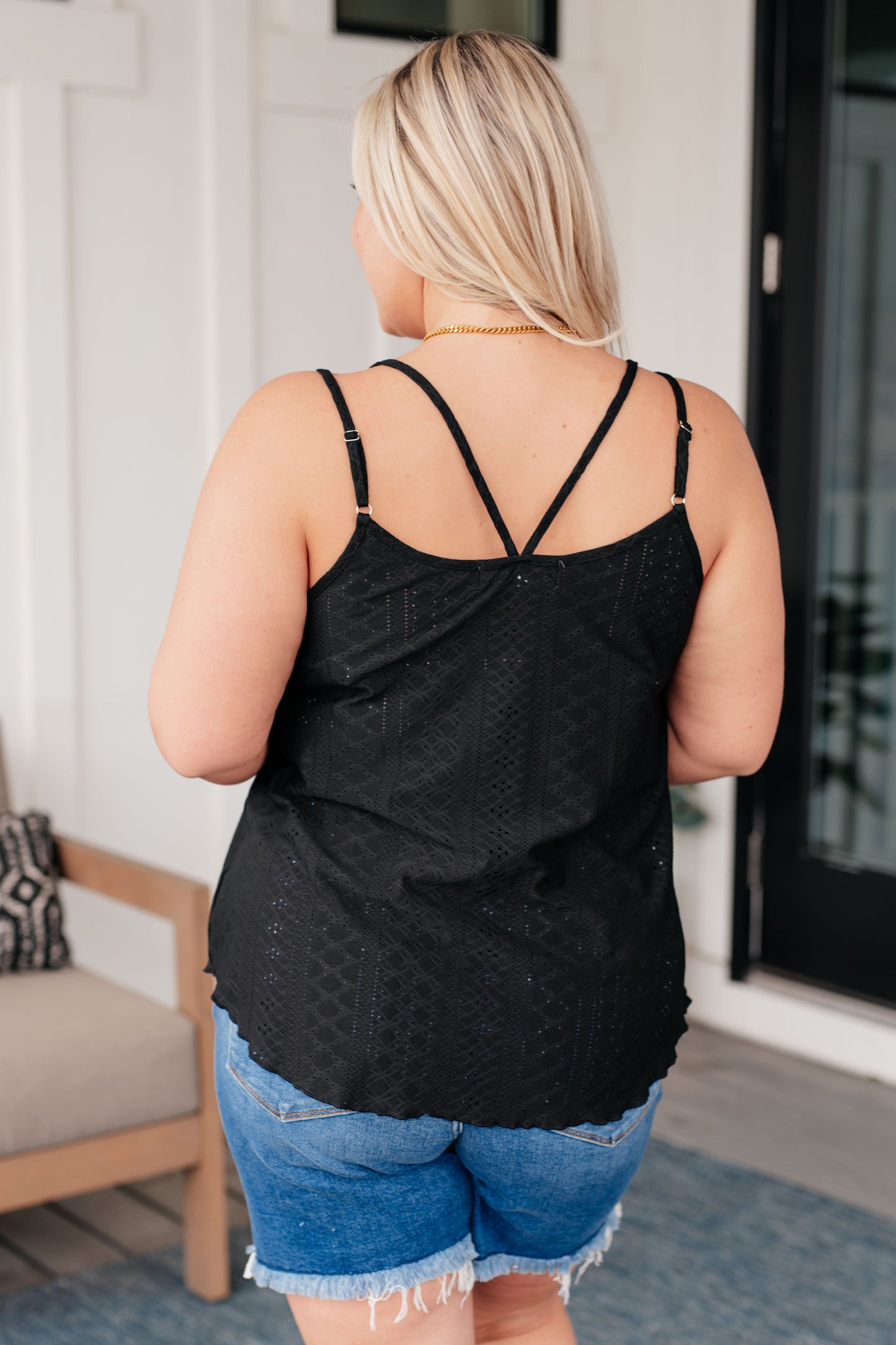 Eye on the Prize Eyelet Tank in Black Ave Shops