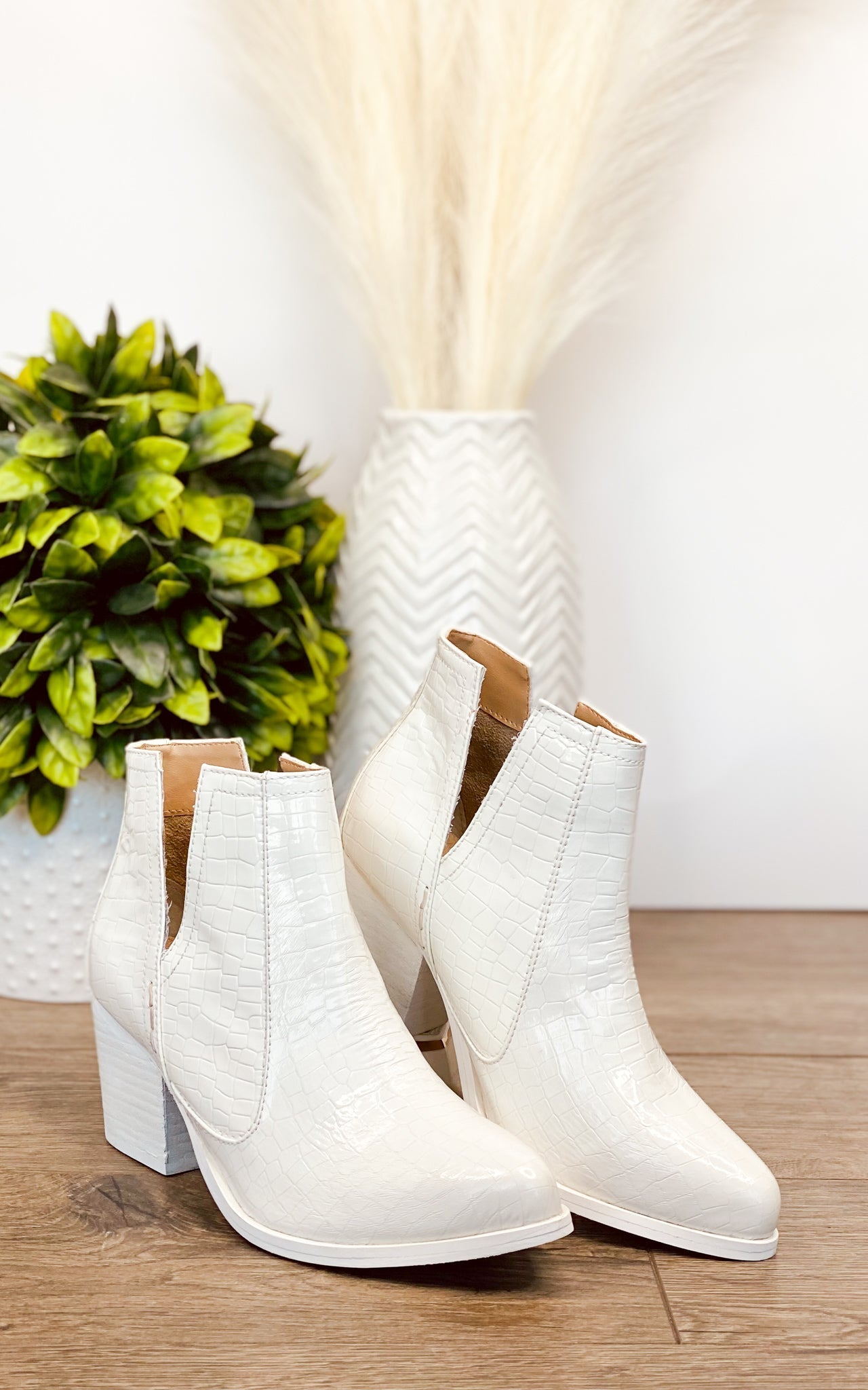 Tarim Bootie in White Croc Ave Shops