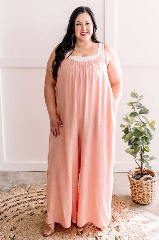 3.8 Casual Jumpsuit With Pockets In Natural Blush American Boutique Drop Ship