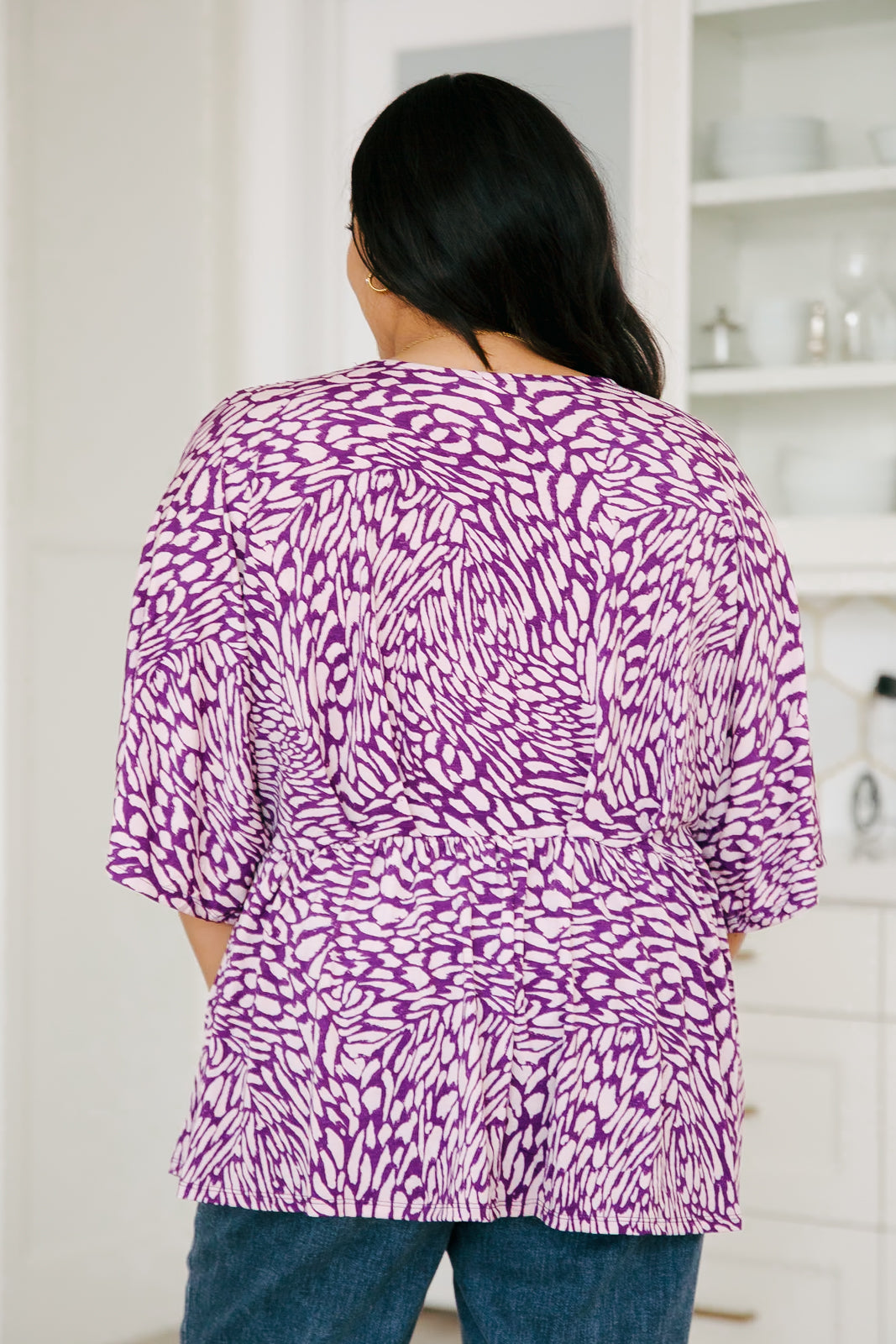 Dearest Dreamer Peplum Top in Painted Purple Ave Shops