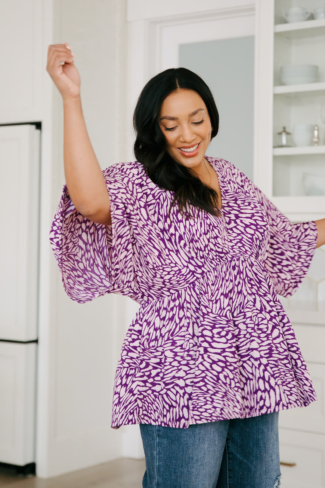 Dearest Dreamer Peplum Top in Painted Purple Ave Shops