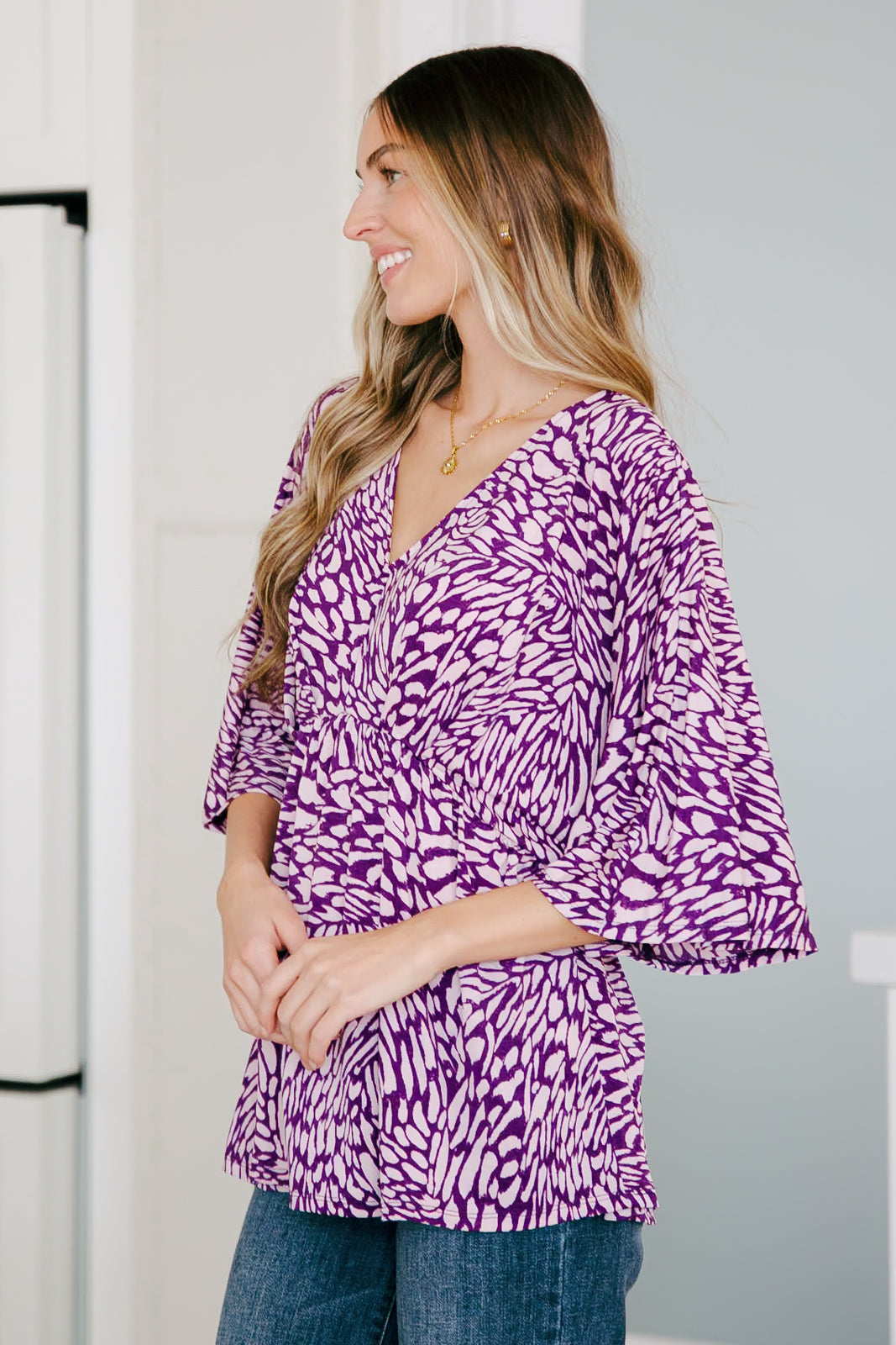 Dearest Dreamer Peplum Top in Painted Purple Ave Shops