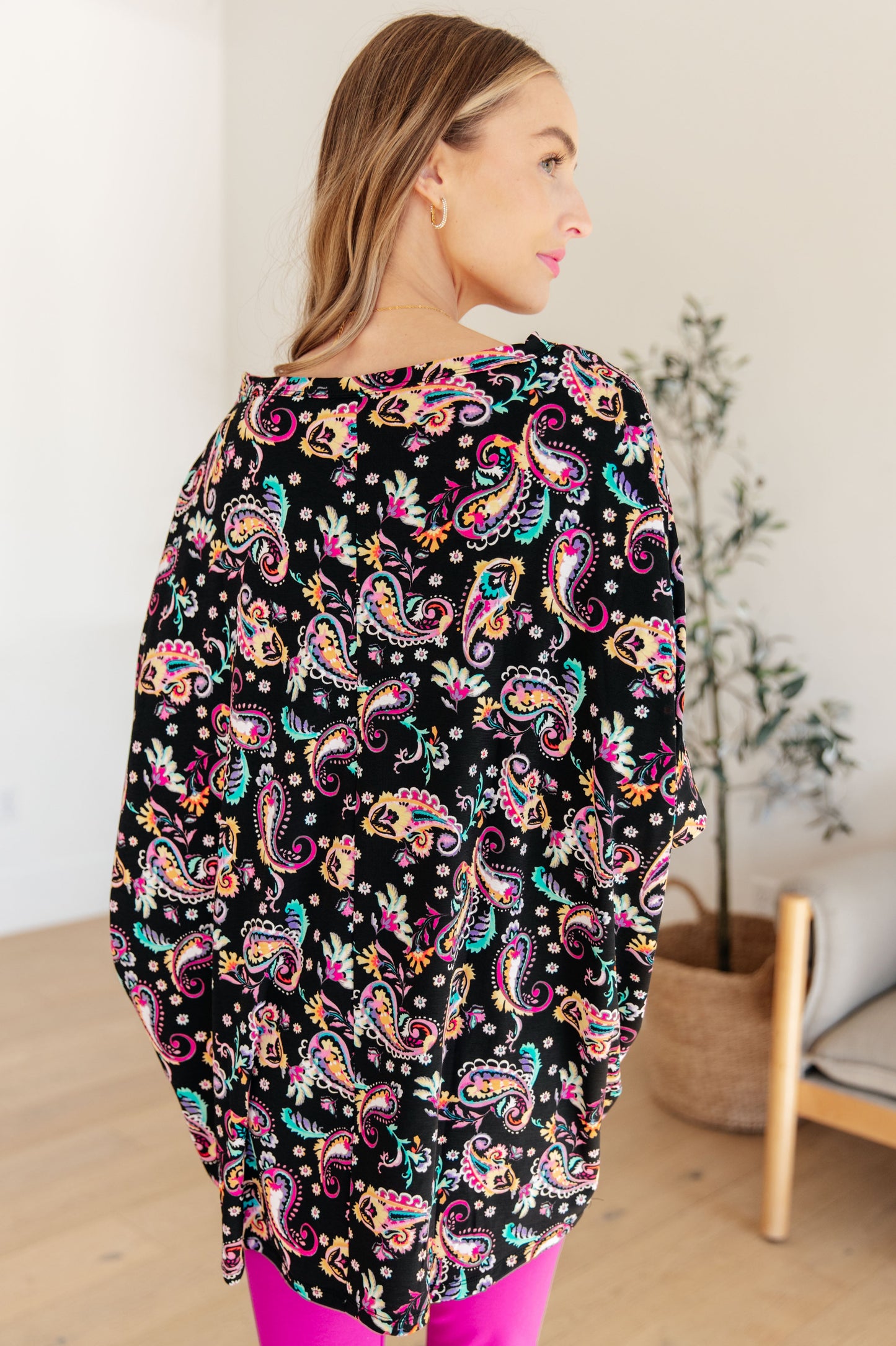 Essential Blouse in Black and Pink Paisley Ave Shops